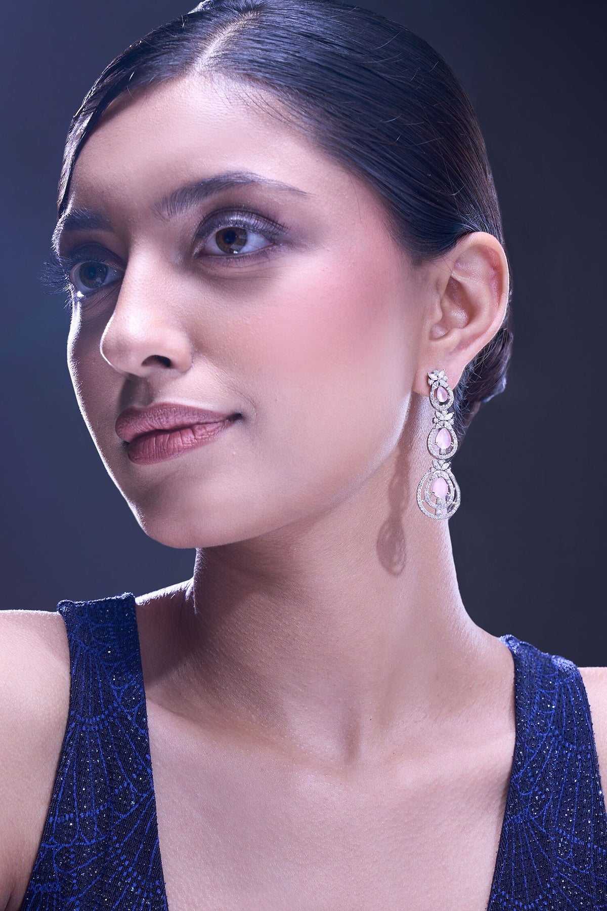 Pink American Diamond Earrings