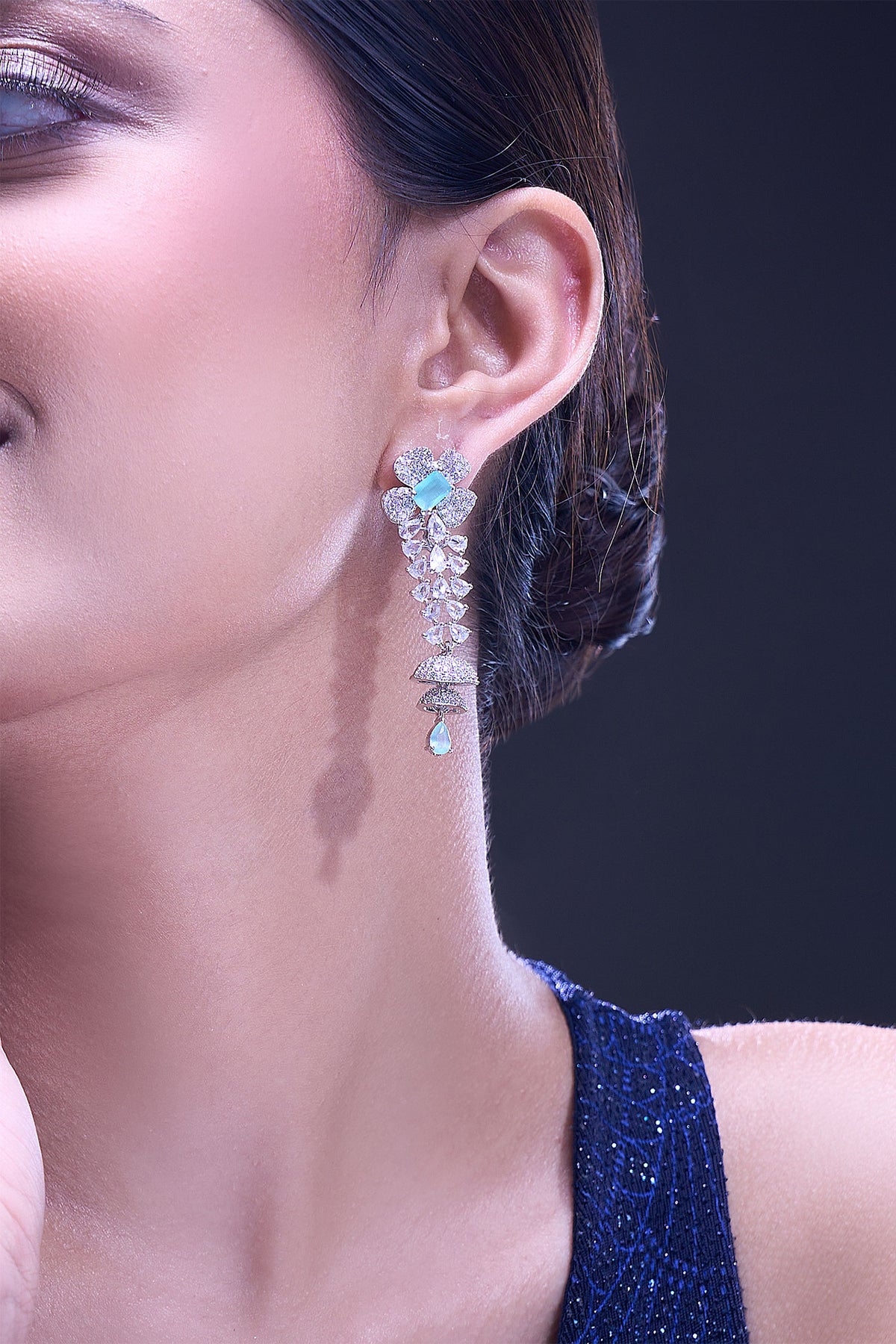 Aqua American Diamond Earrings