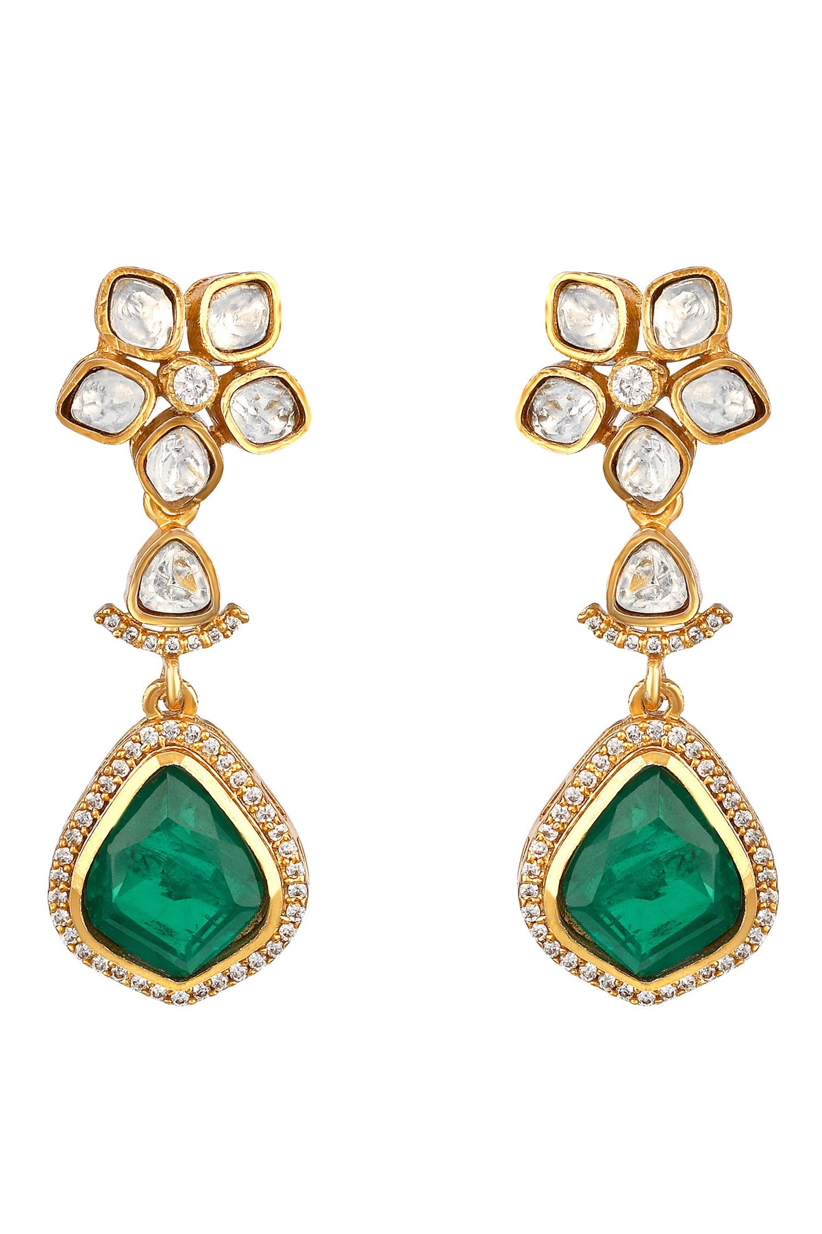 Designer Green Gold Plated Jewelry Set