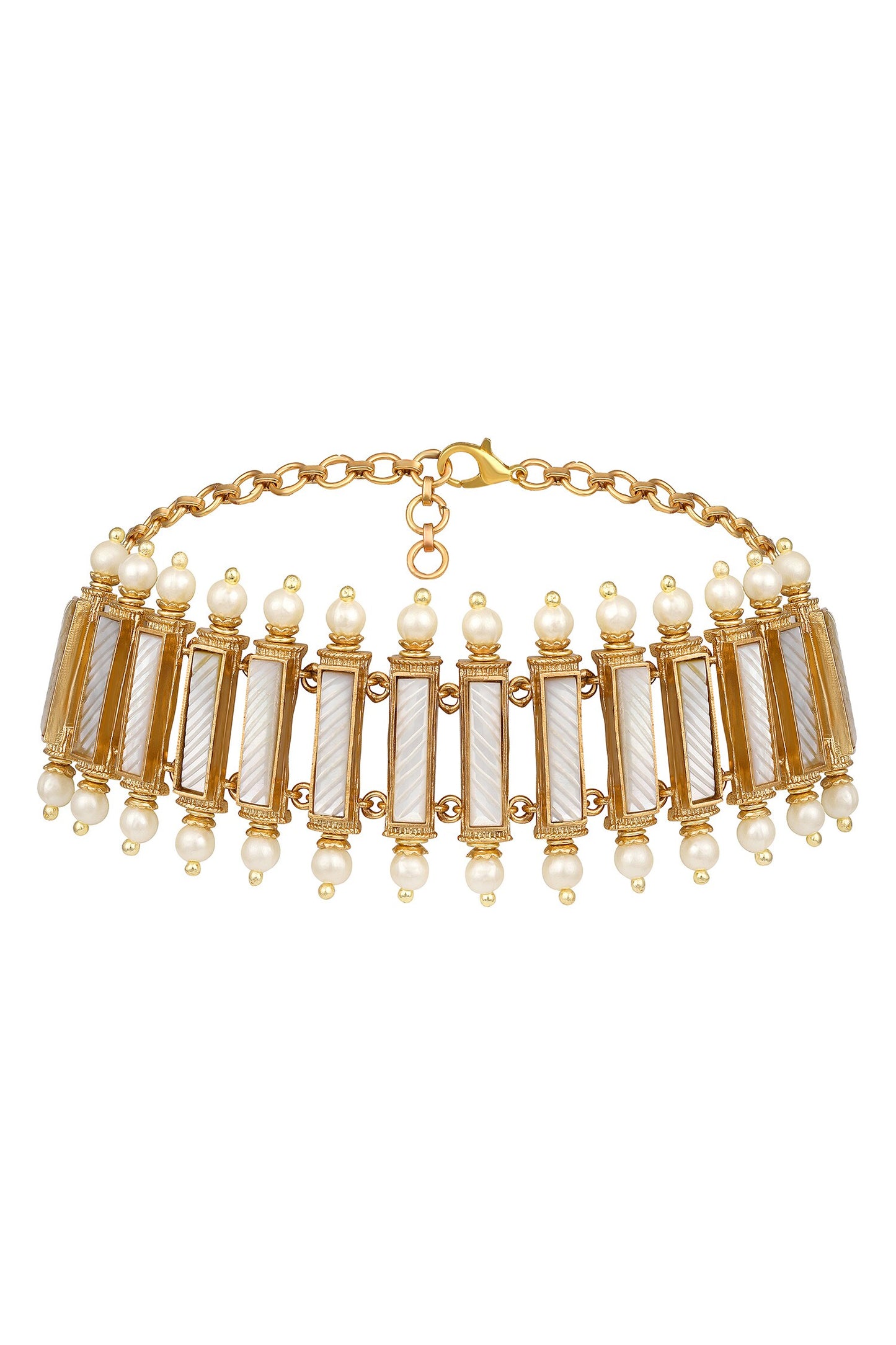 Gold & White Designer Necklace Set