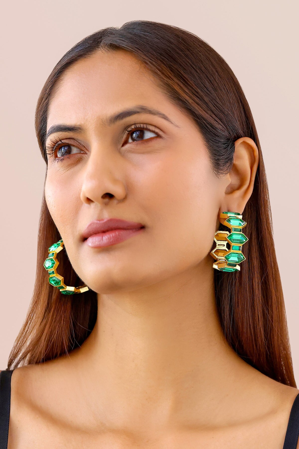 Cavana Hoops with Emerald Crystals