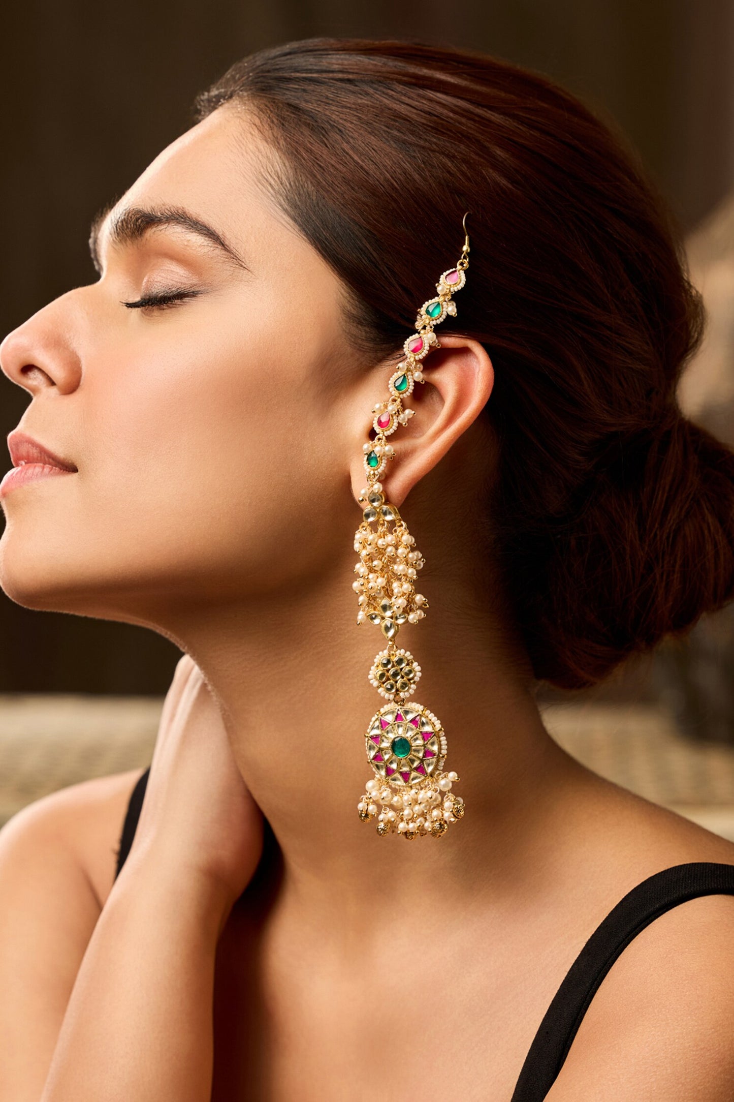 Designer Pink Kundan Earrings
