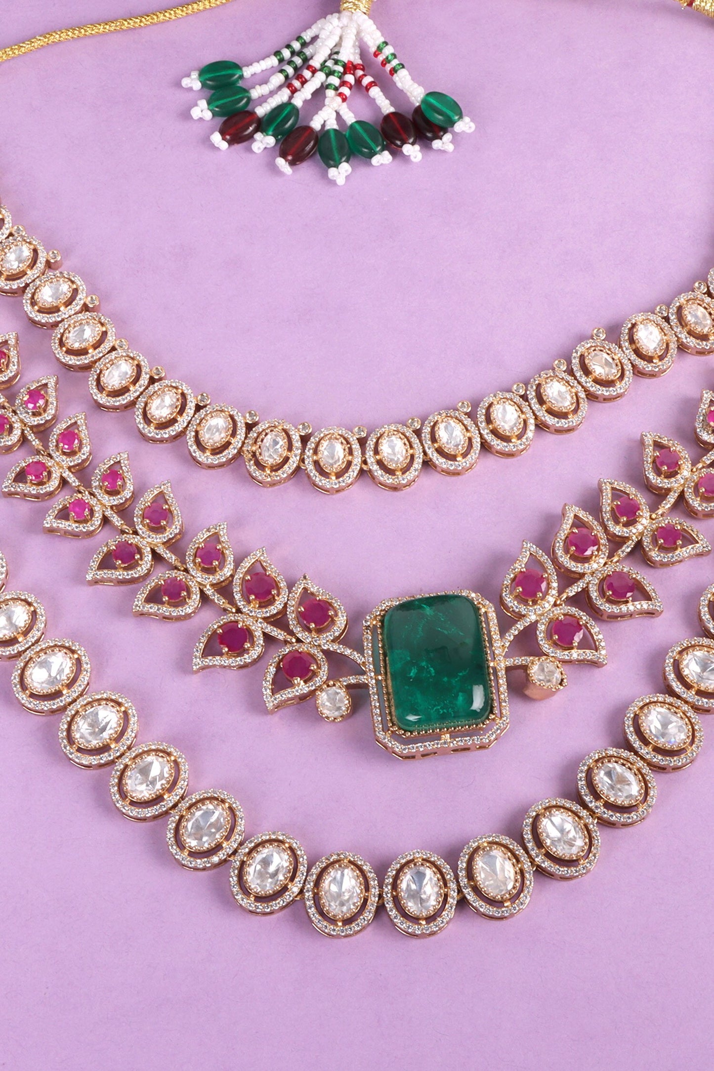 Queen Vic Emerald & Ruby Kundan Set