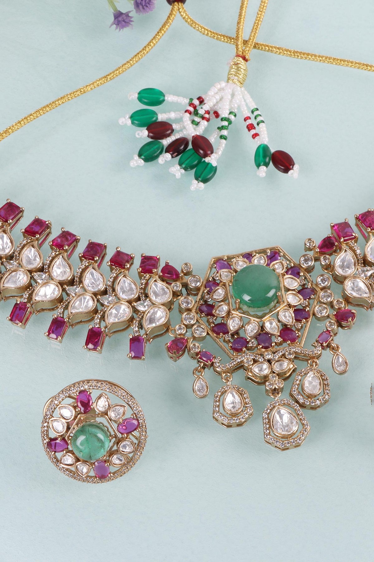 Regal Ruby & Emerald Kundan Choker Set