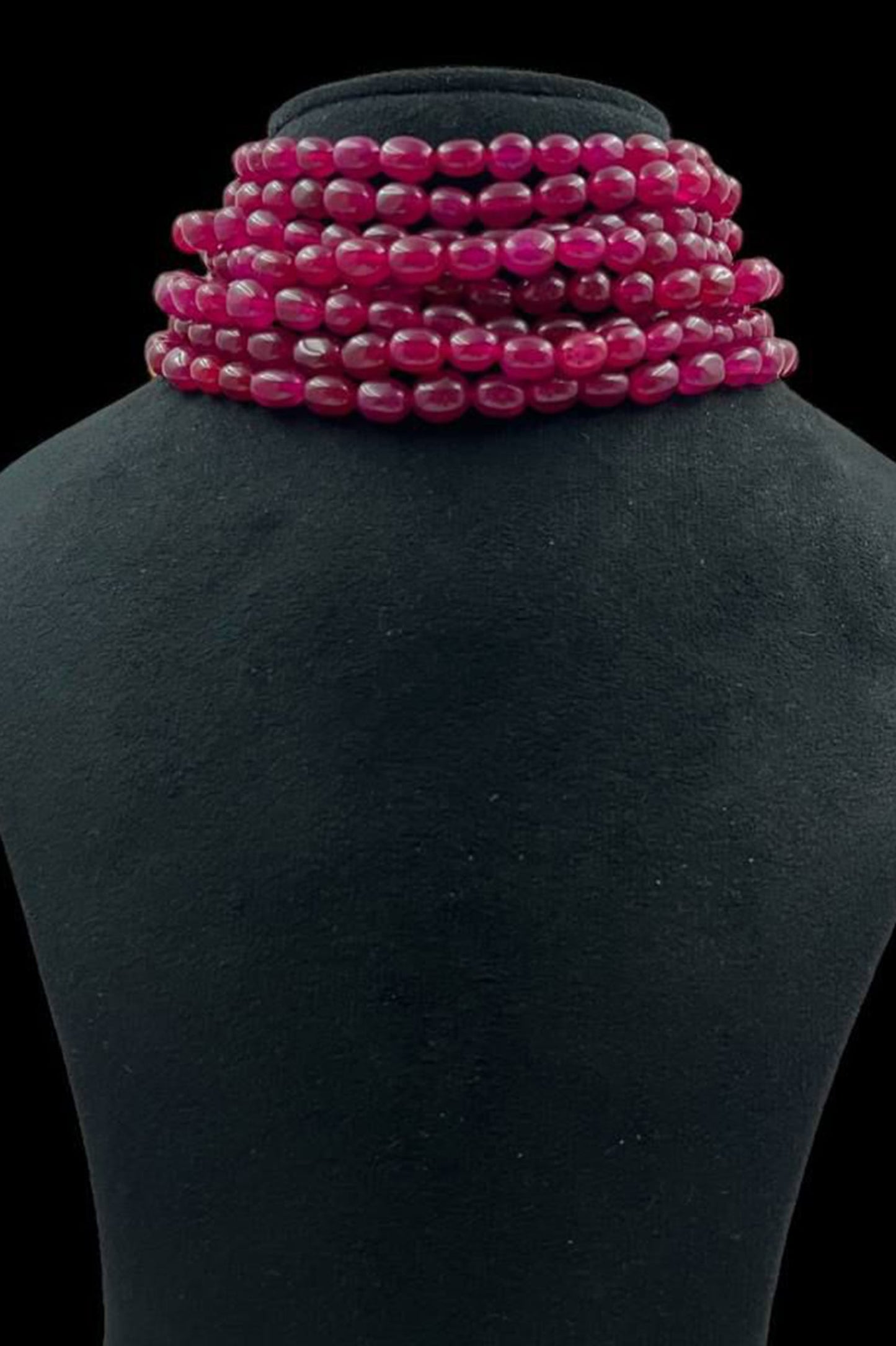 Ruby Red Beaded Multilayer Choker