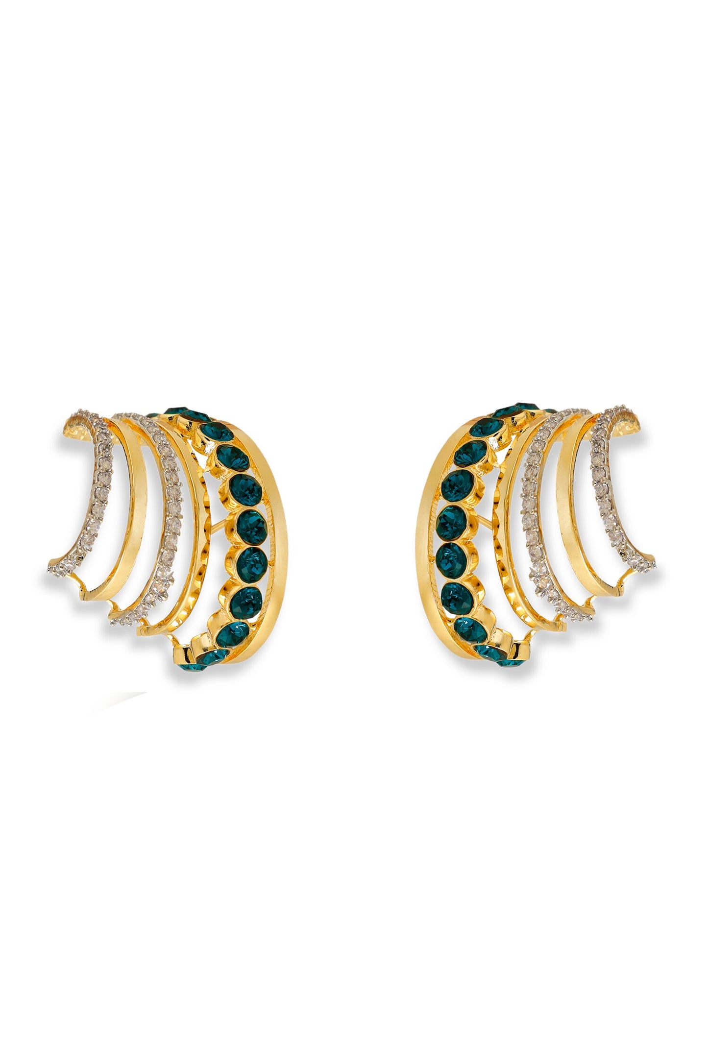 Gold Plated Green Designer Earrings