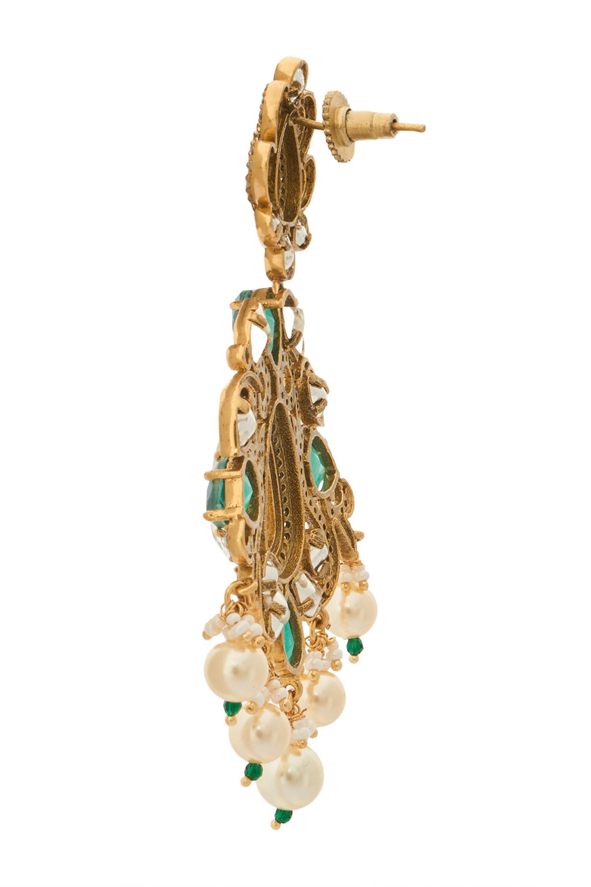 Kundan Green Earrings