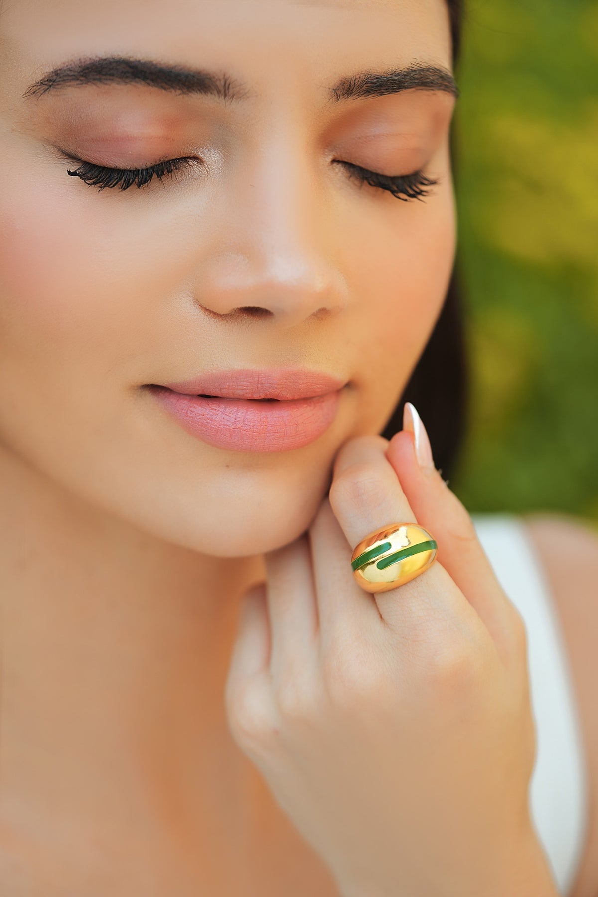 Verdora Green Enamel Gold Ring