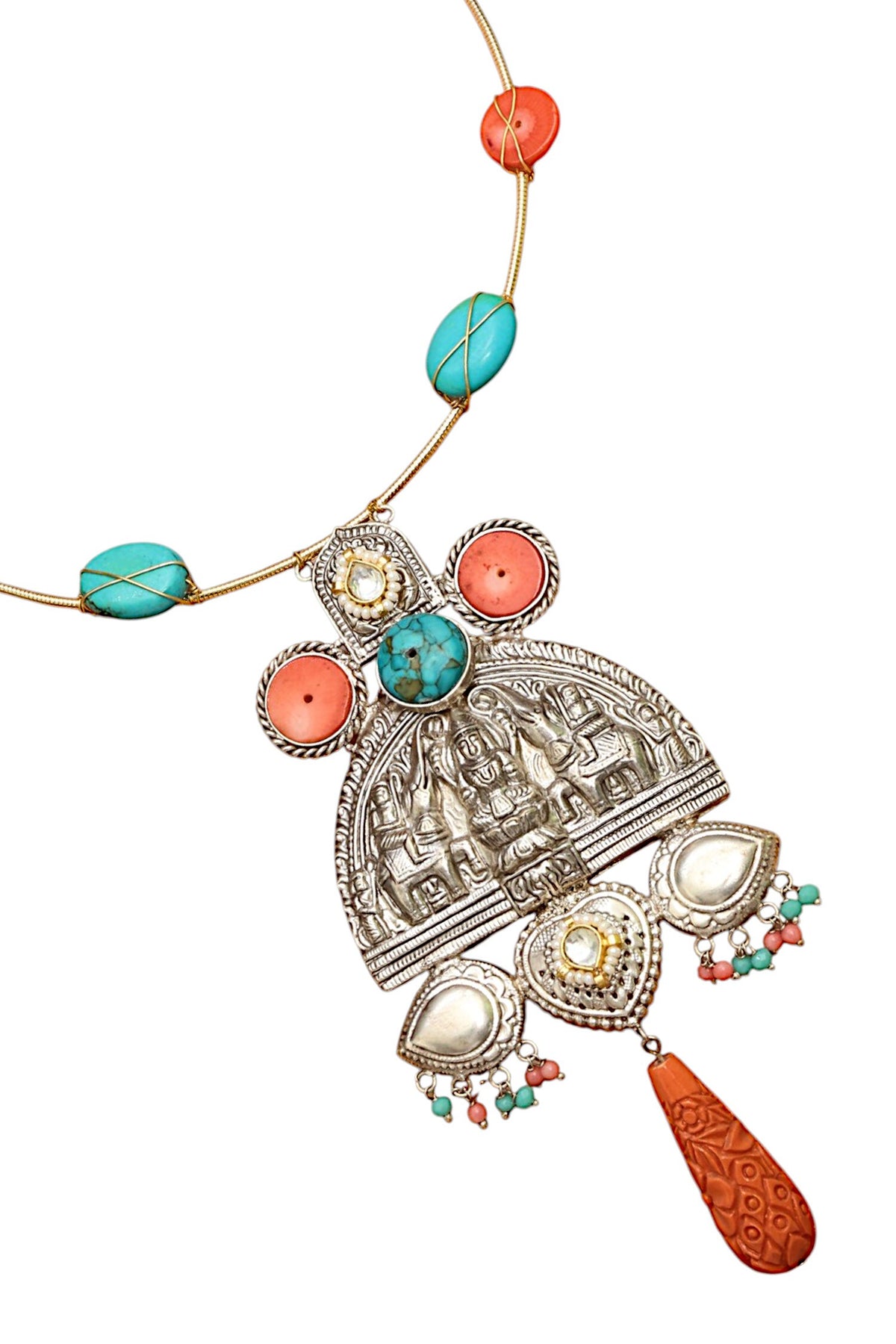 Turquoise Blue Antique Finish Necklace