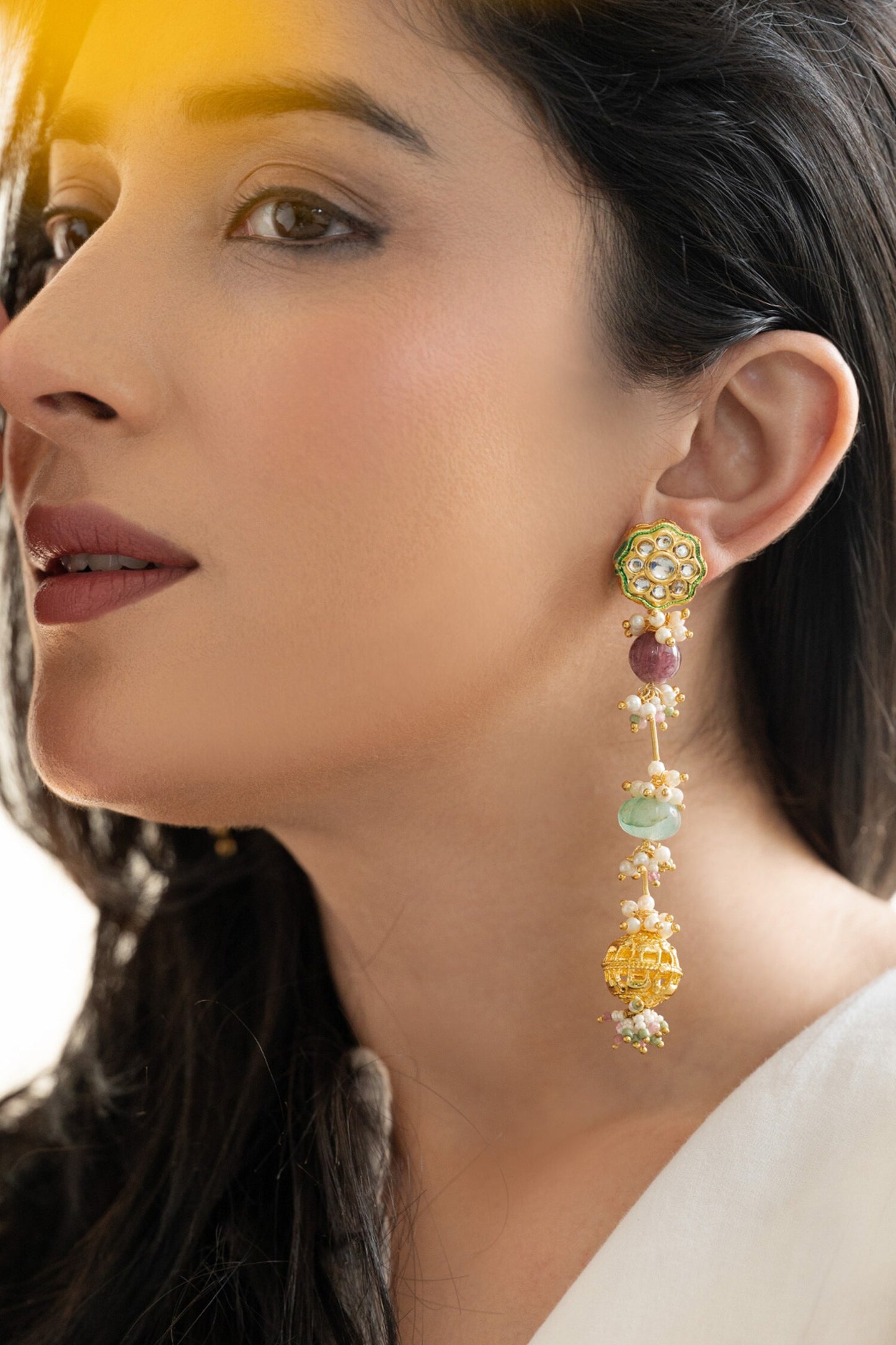 Mint Kundan Earrings