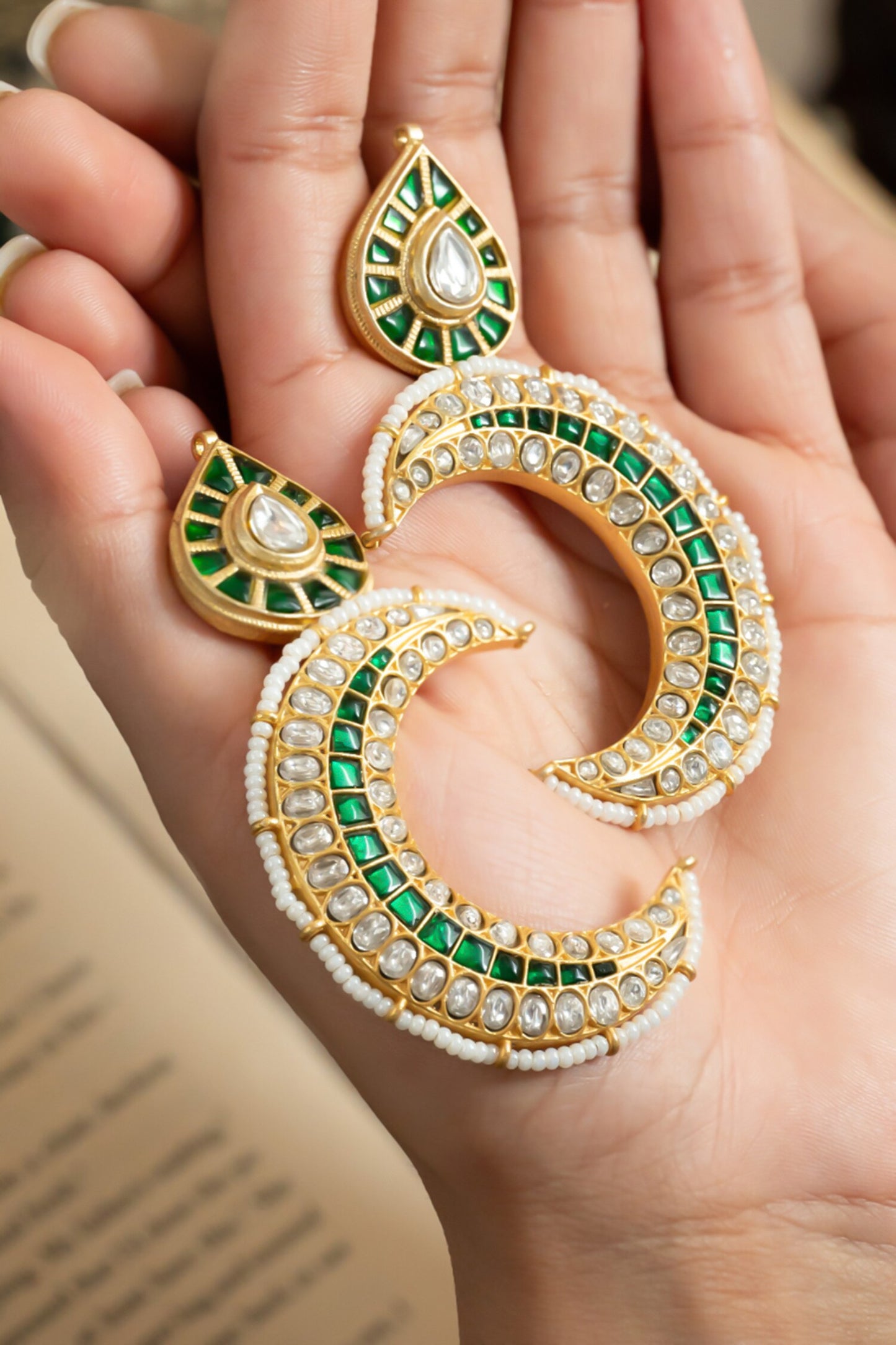 Green Kundan Earrings
