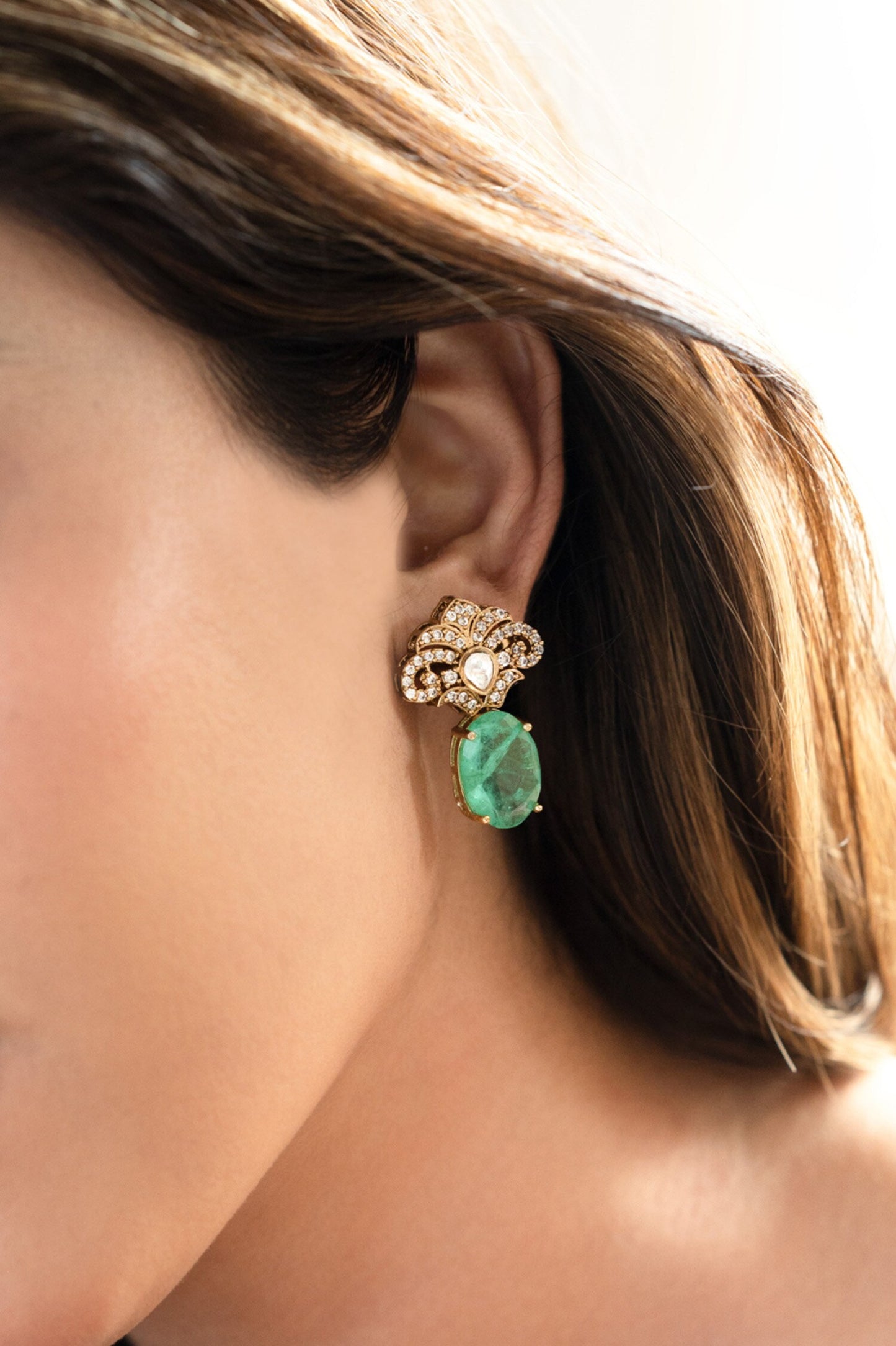 Floral Polki Earrings