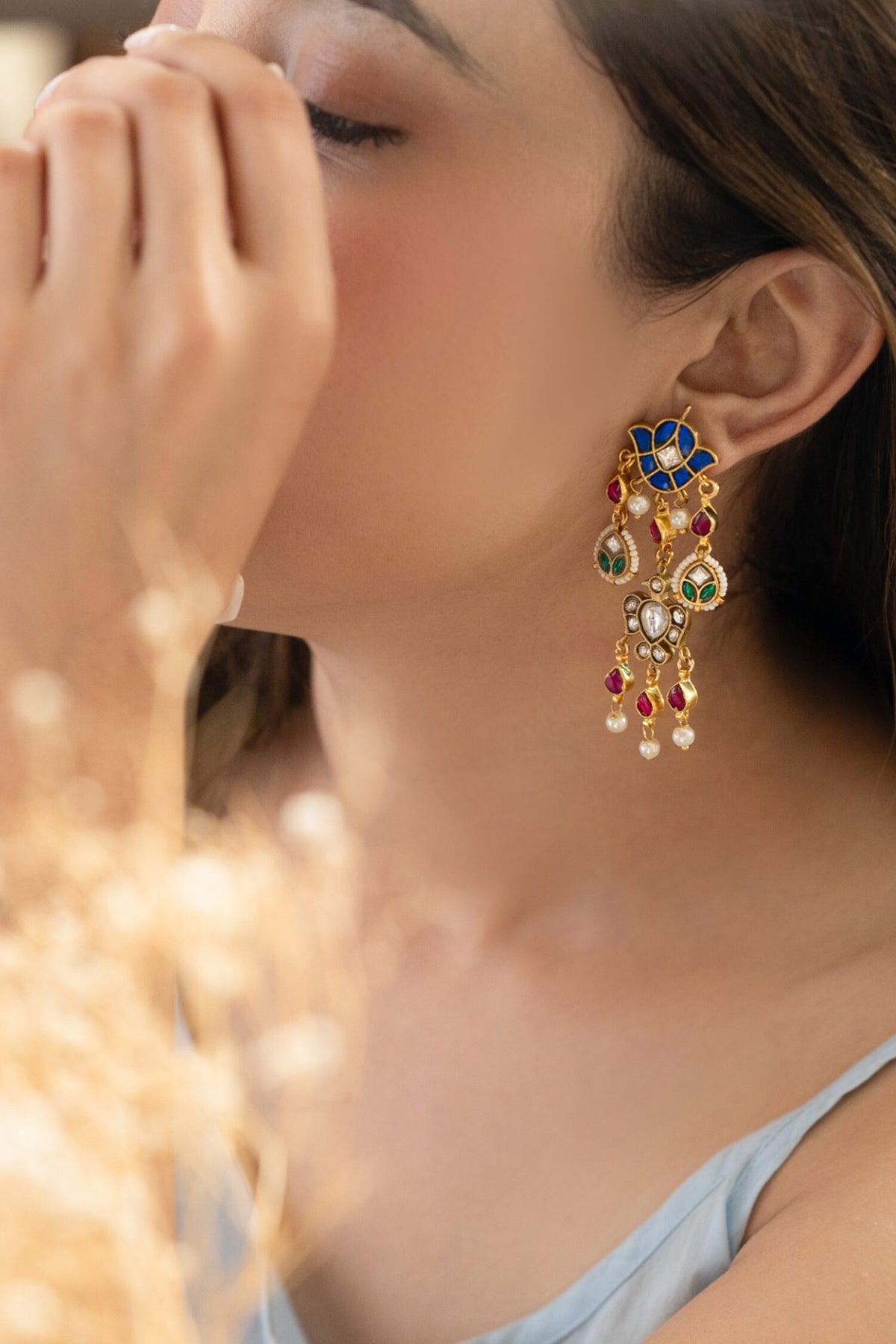 Multicolored Kundan Earrings