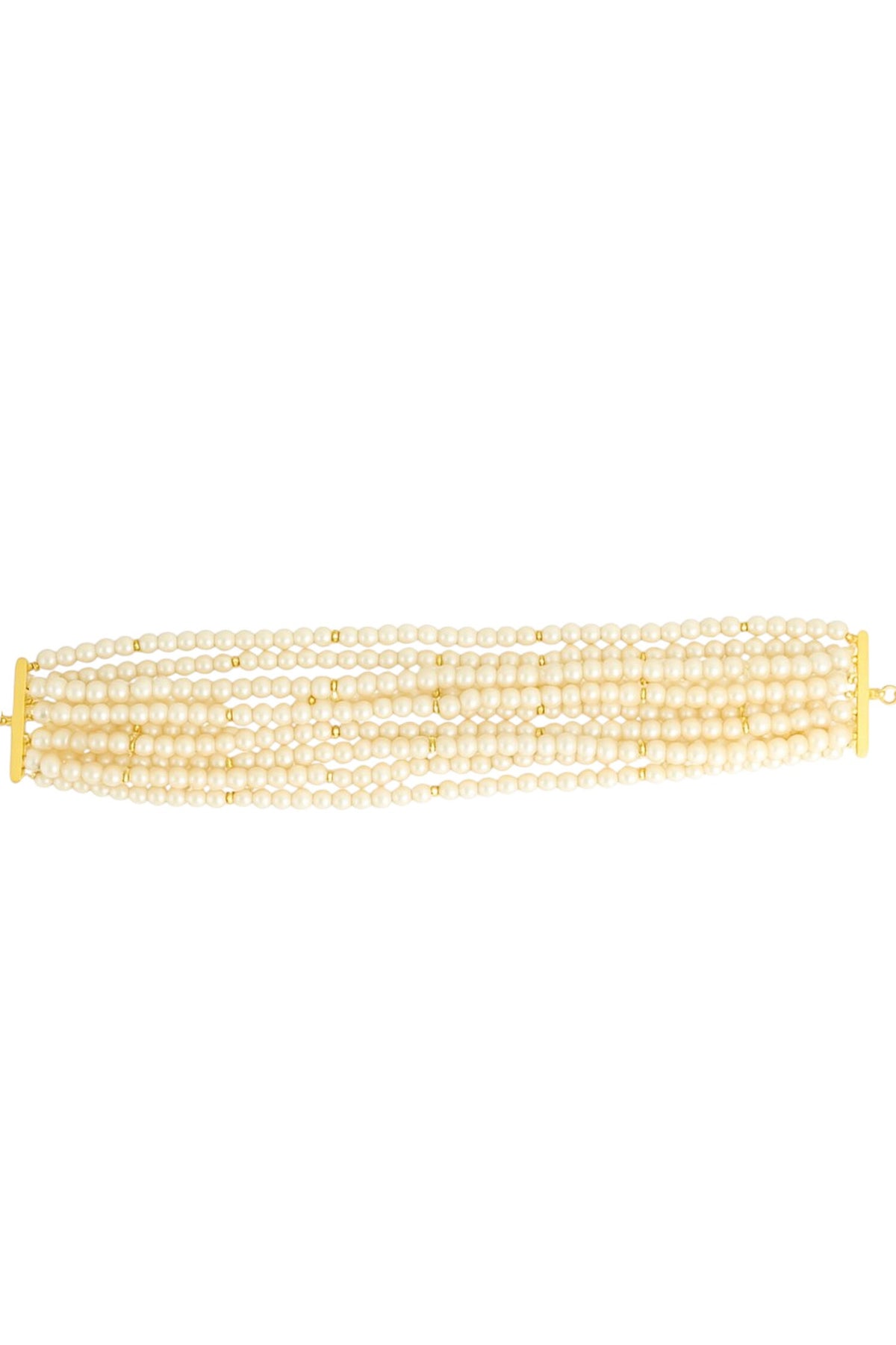 Gold Finish Glass Pearl Choker