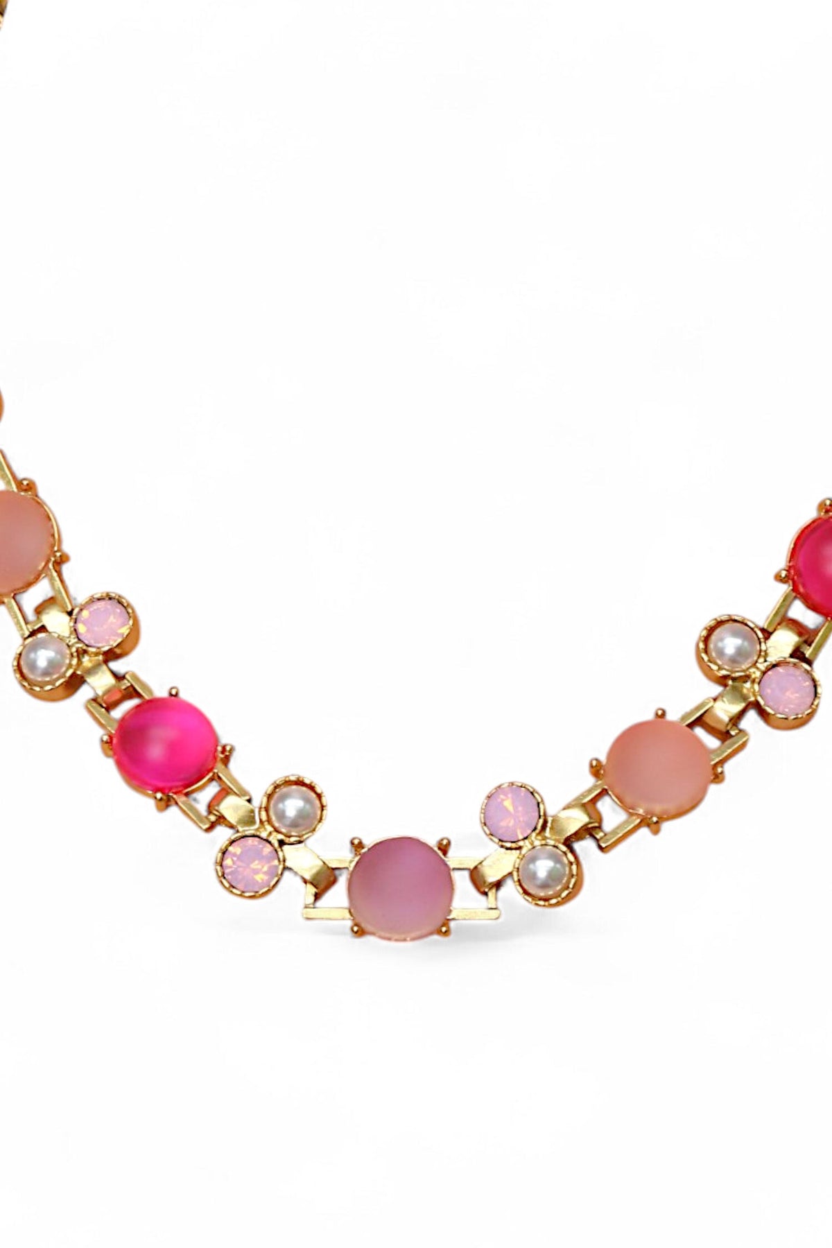 Gold Finish Semi Precious Stone Necklace