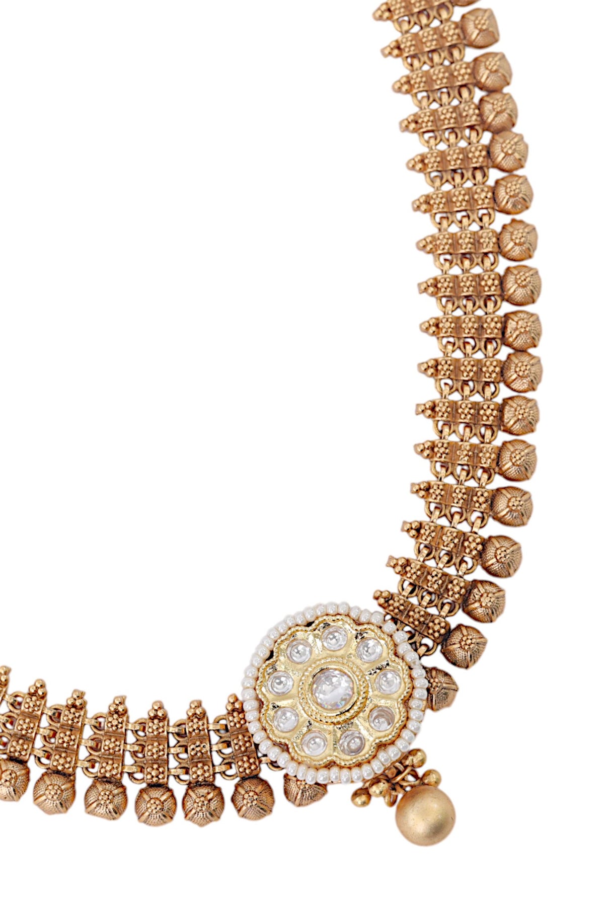 Gold Finish Imitation Polki Necklace Set