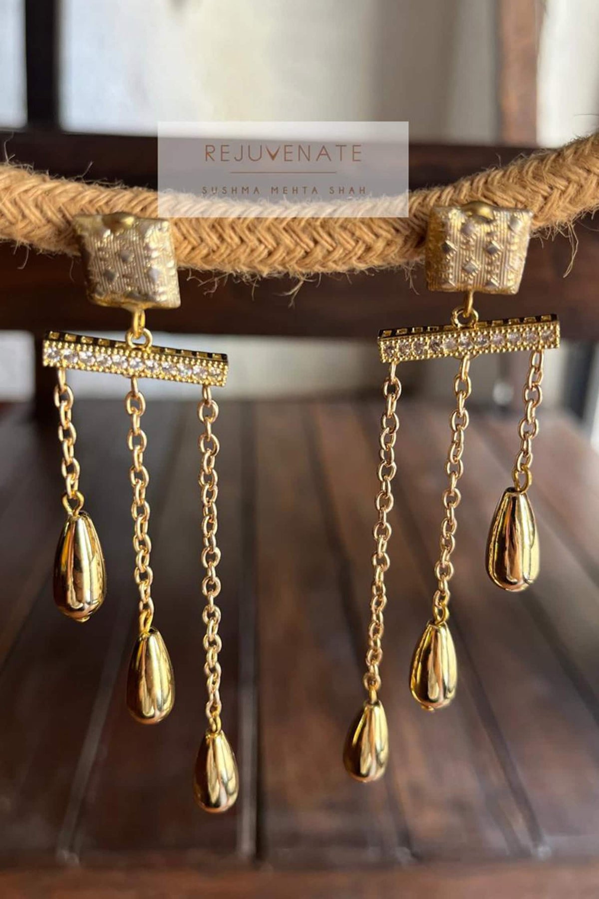 Golden Cascade Statement Earrings
