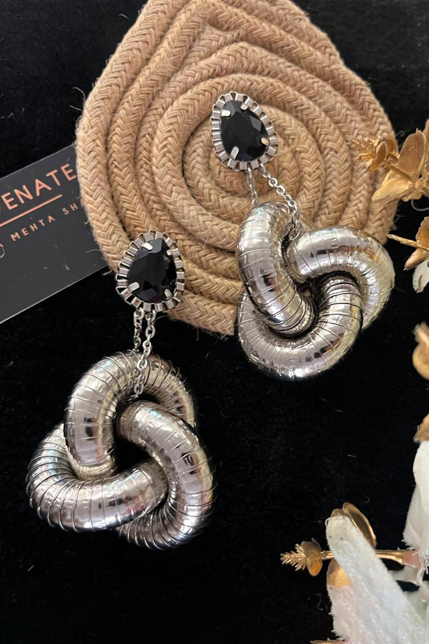 Silver Knot Statement Earrings