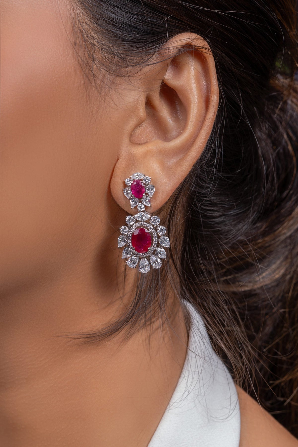 Oval Rubies Drop Earrings
