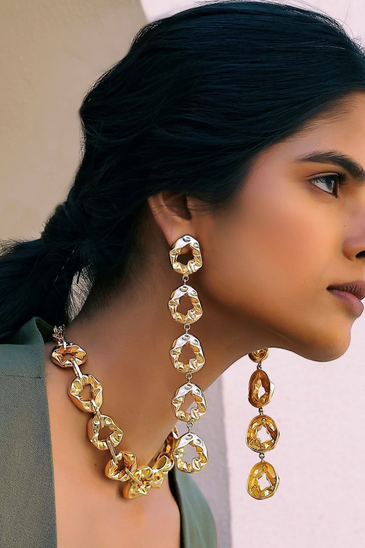 Pebble Molten Statement Pebble Molten Textured Shoulder Duster Earrings