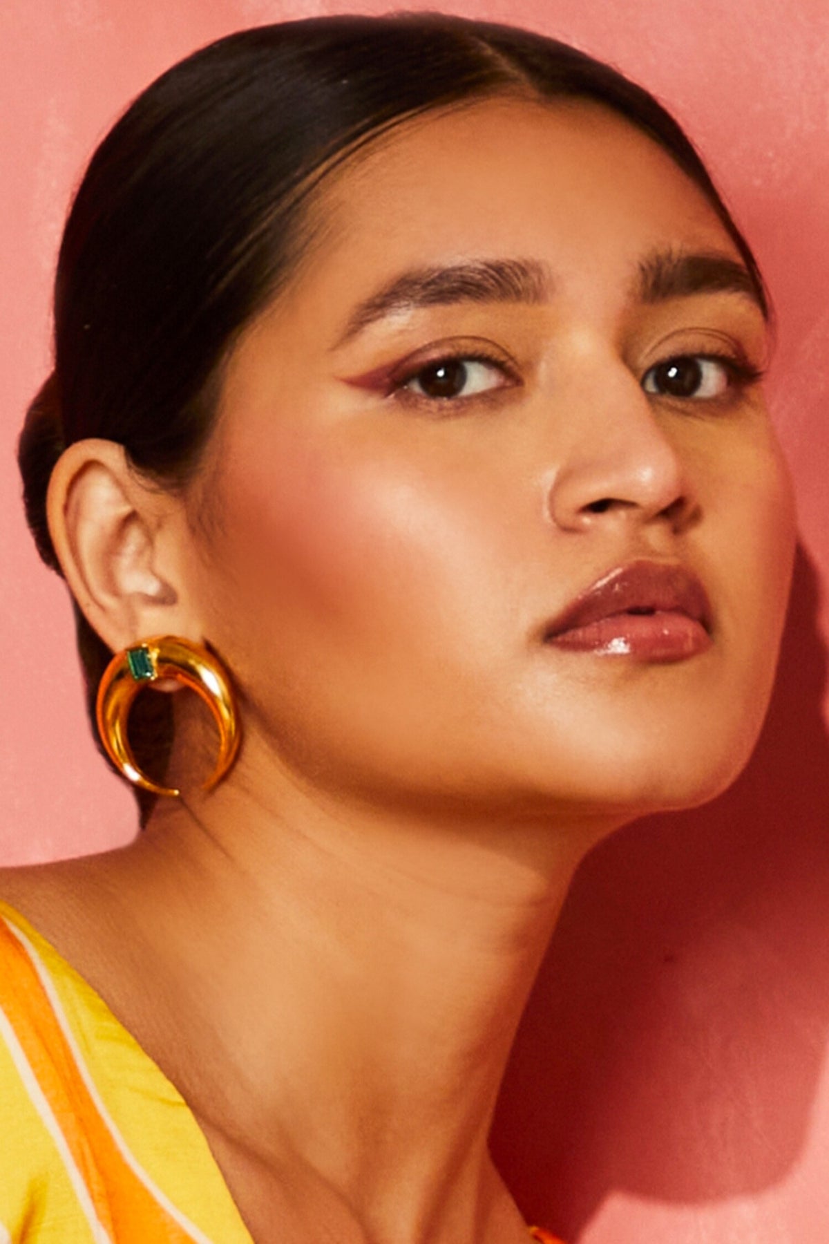 Copa Moon Moon Hoops With Baguette Crystals