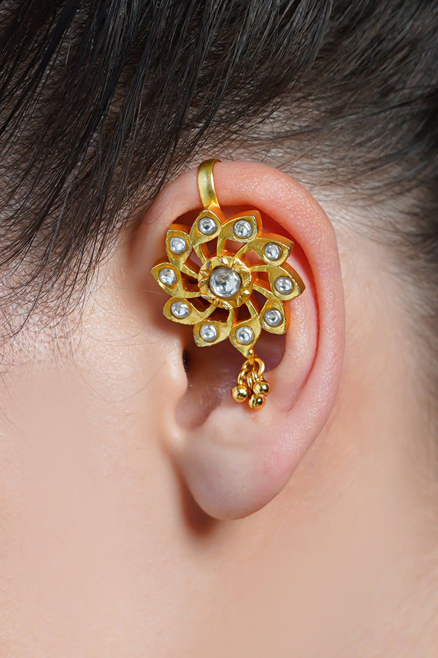 Sunburst Gold Ear Cuff Earrings