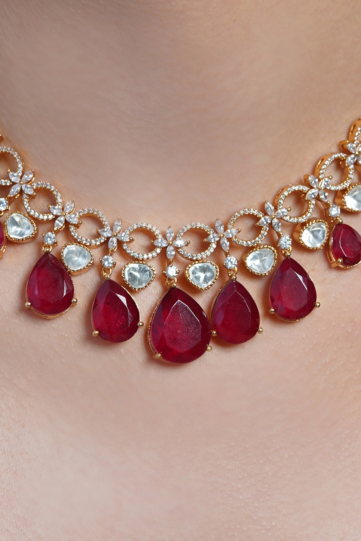 Ruby Tear Radiance Necklace Set
