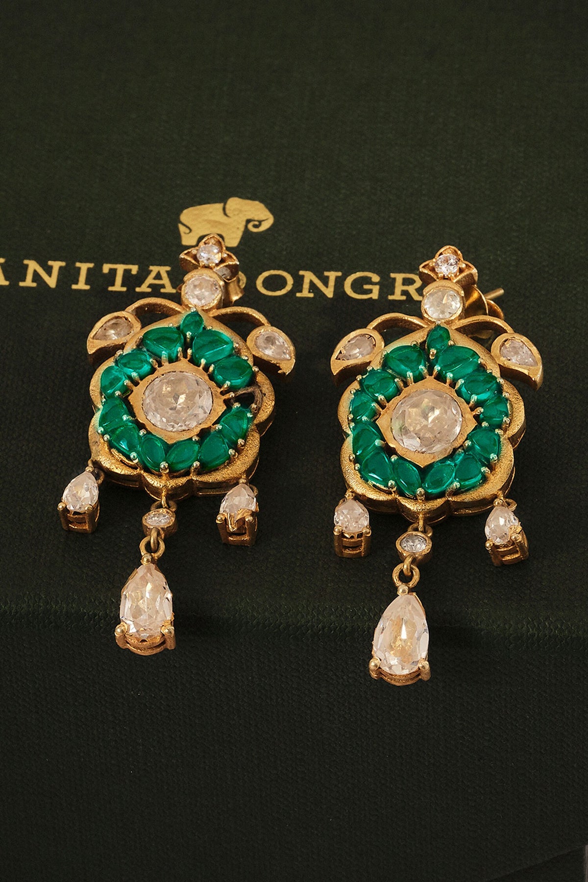 Mehvash Zircon & Gold Polish Drop Earrings