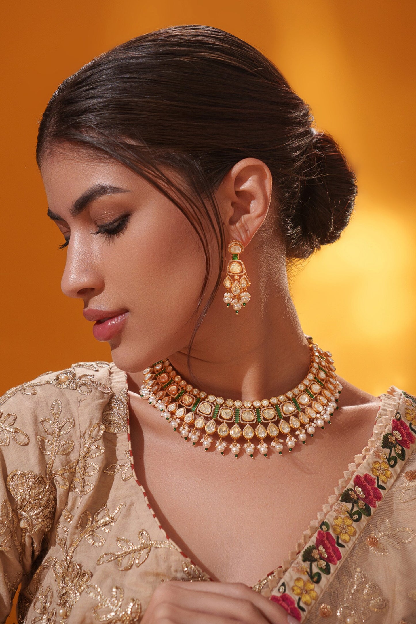 Stone Embellished Necklace Set