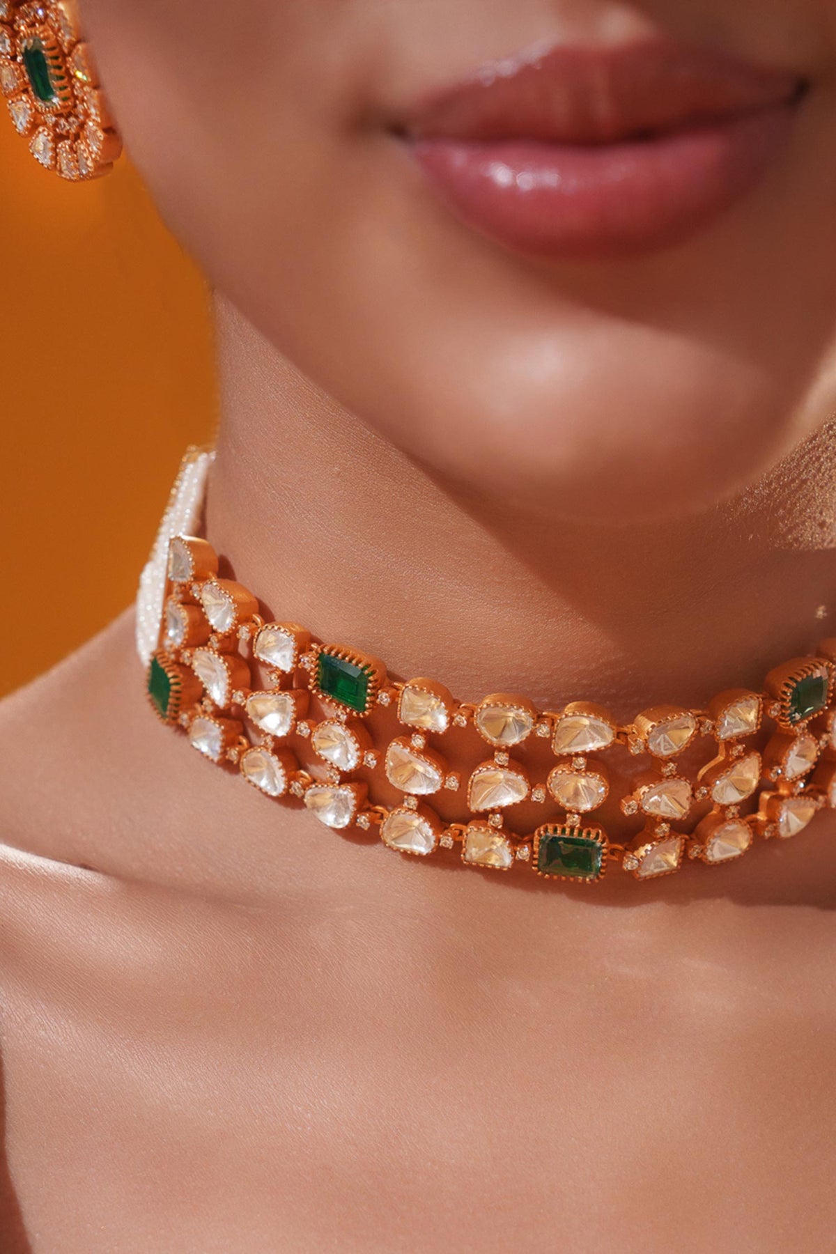 Stone Studded Choker With Earrings