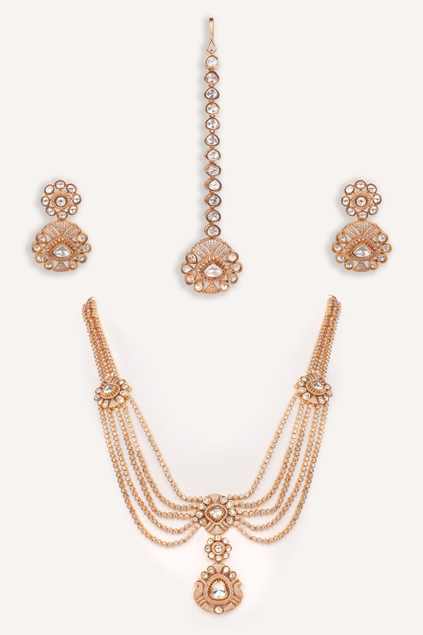 Stone Studded Pendant Necklace Set