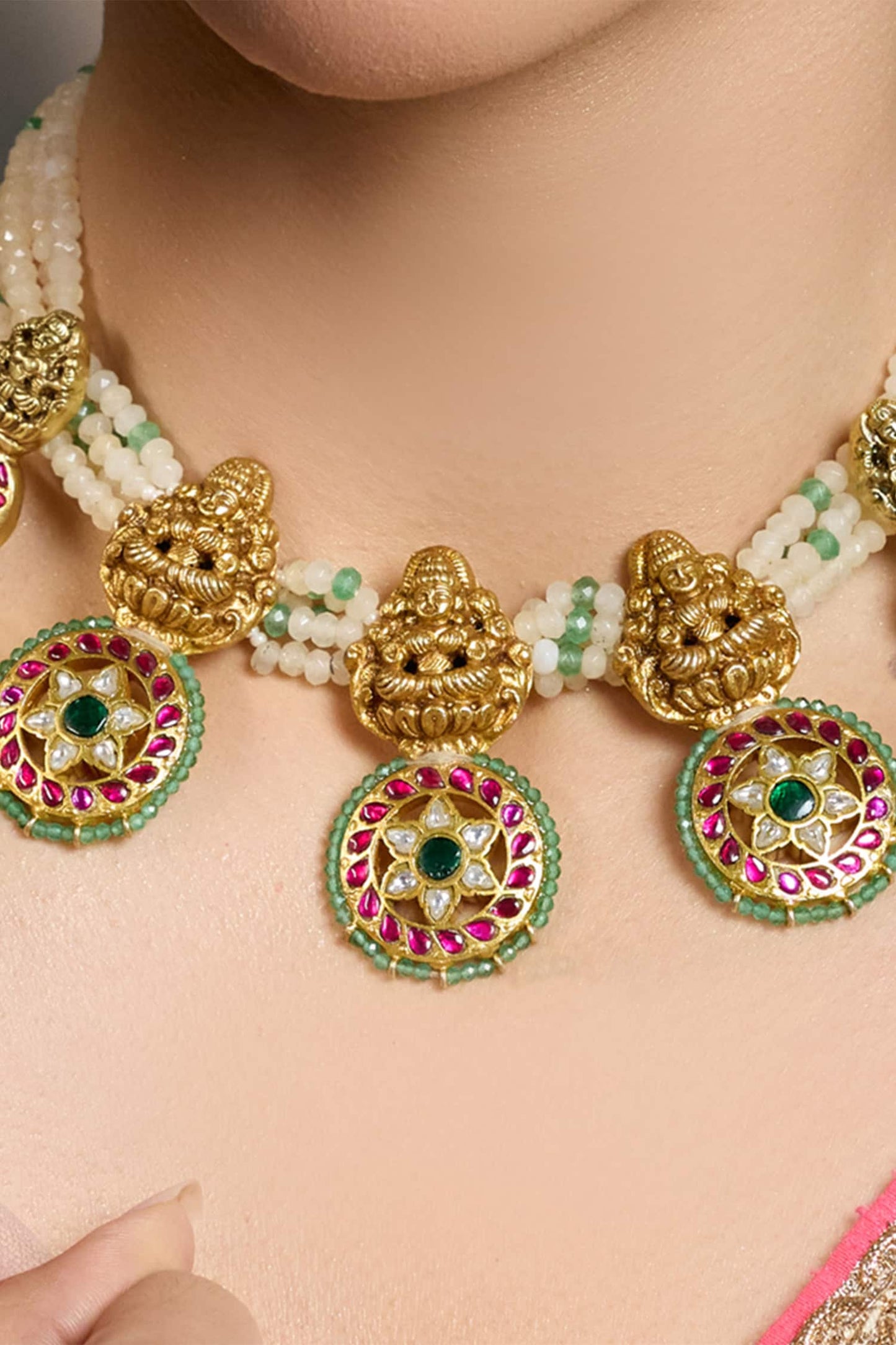 Ethnic Beaded Embellished Pendant Necklace