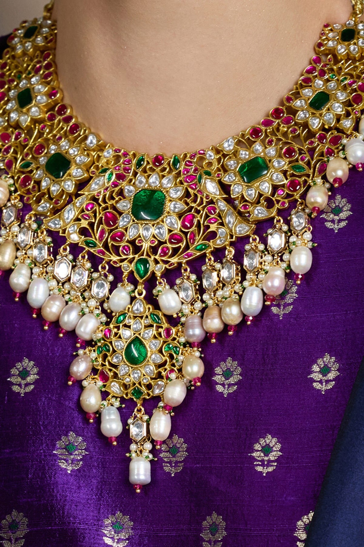 Royal Bridal Polki Embellished Necklace Set