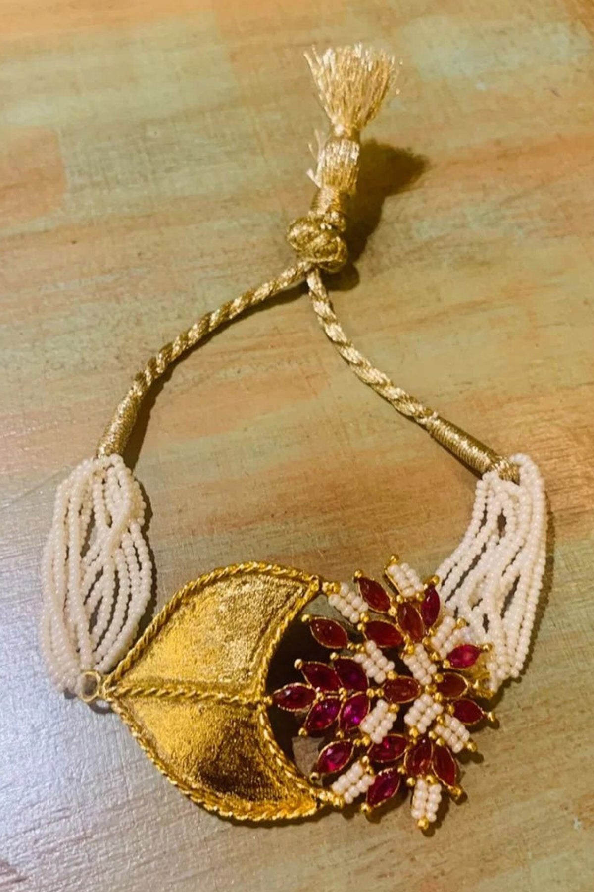 Ruby Leaf Motif Bracelet