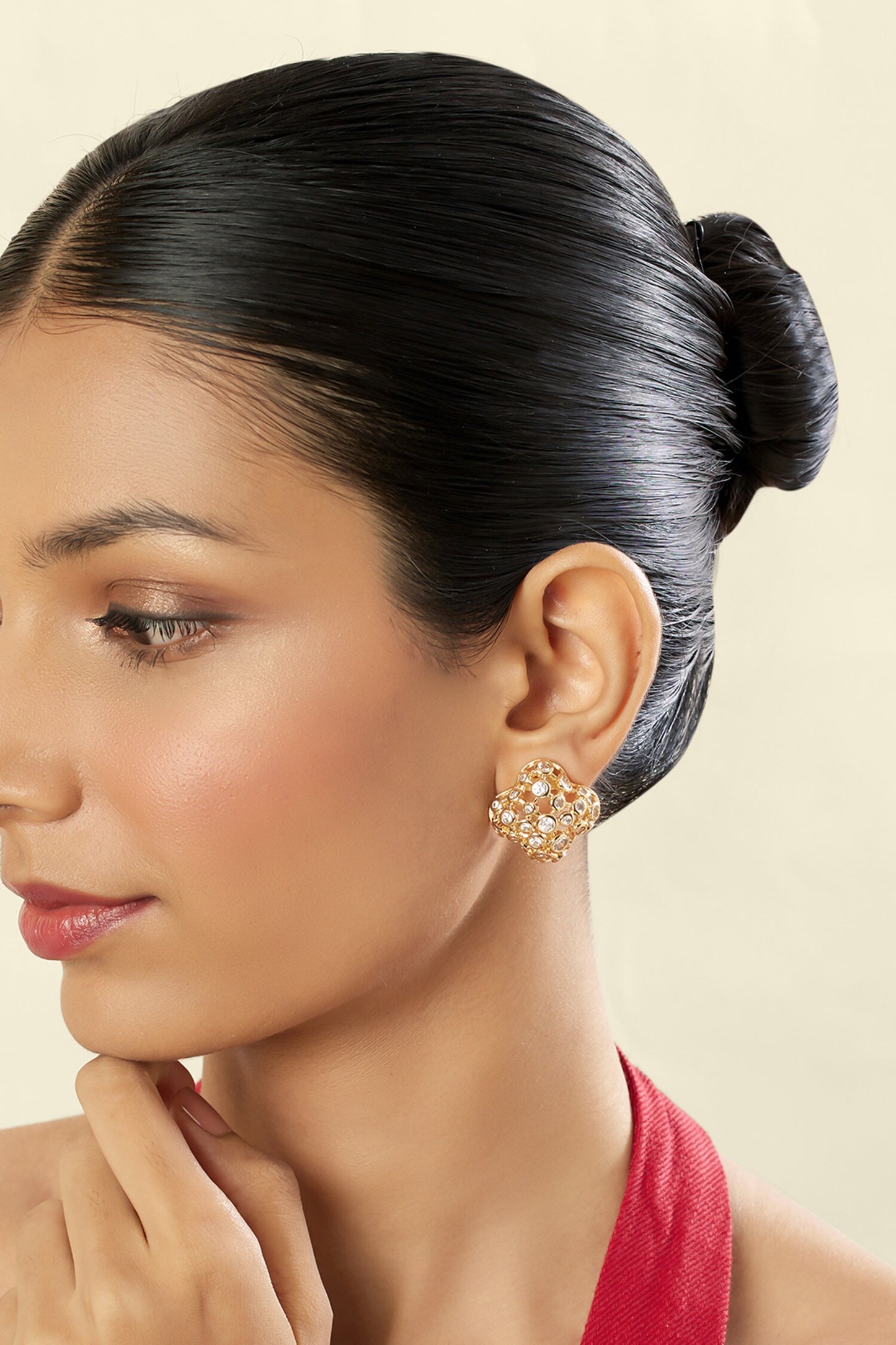 18Kt Gold Plated Fino Statement Stud Earrings