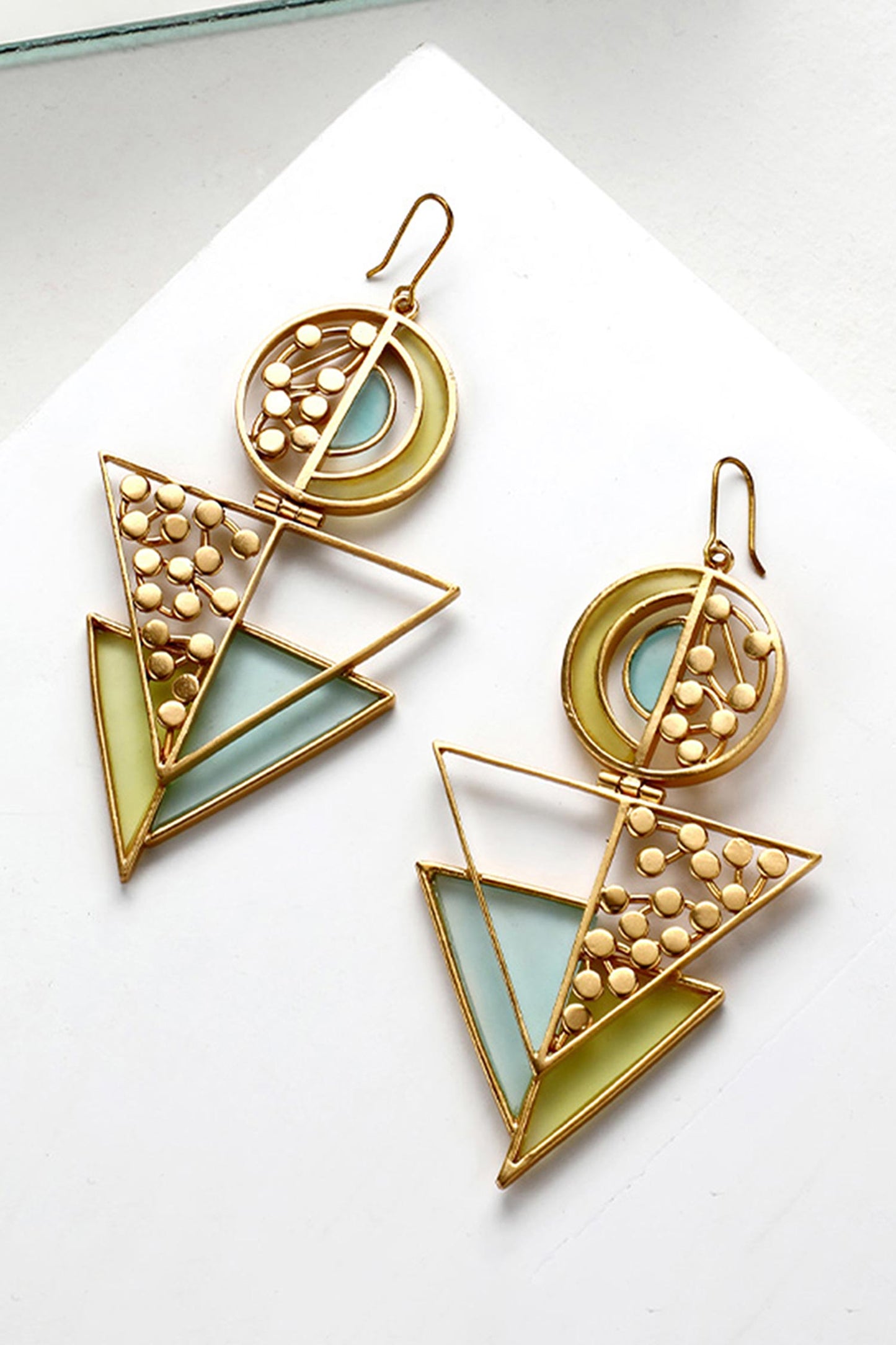 Split Circular Triangle Drop Earrings