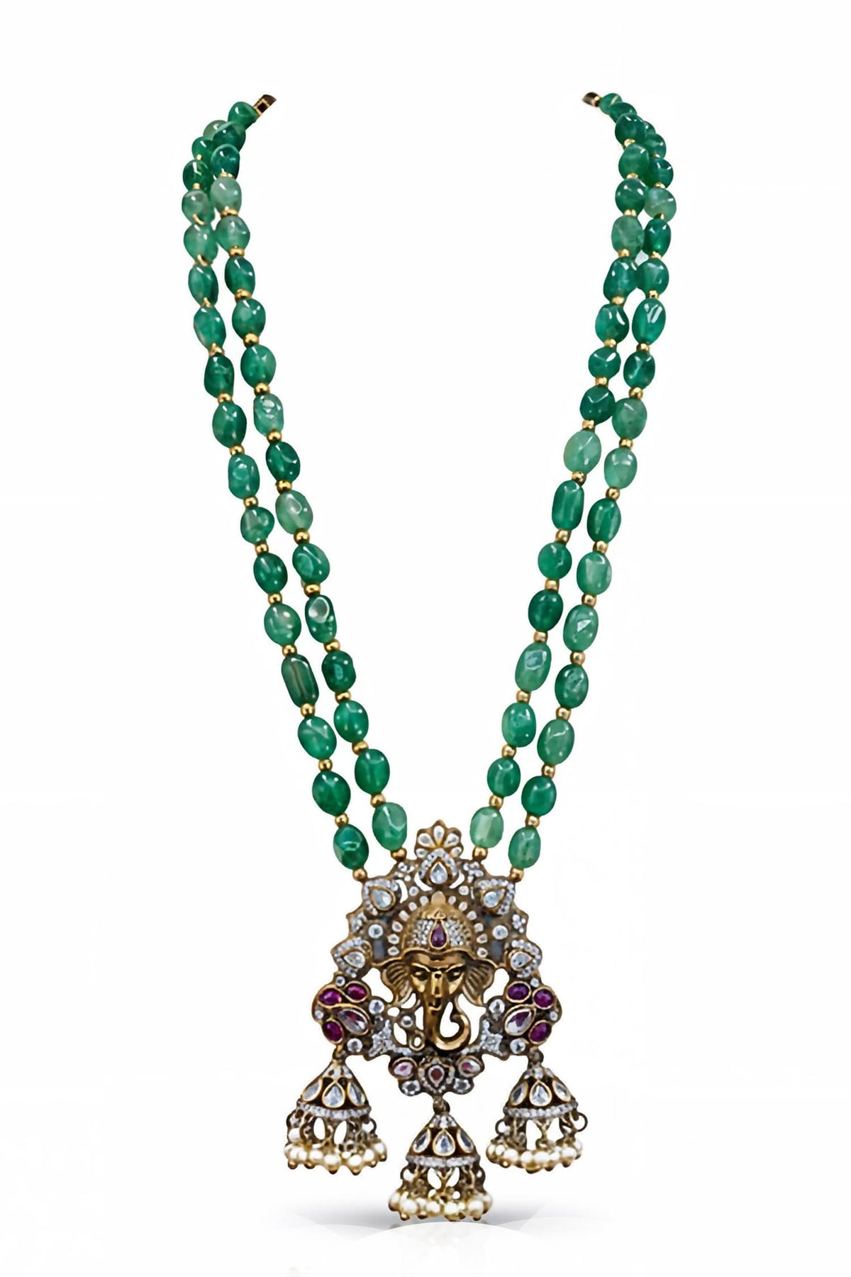 Ganesha Pendant Layered Beaded Necklace