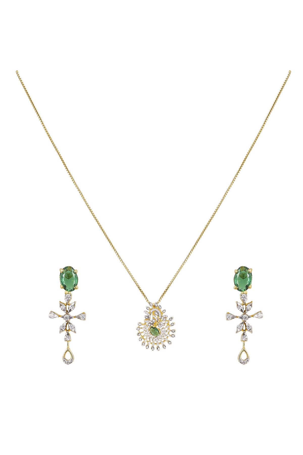 Treta Stone Studded Pendant & Earring Set