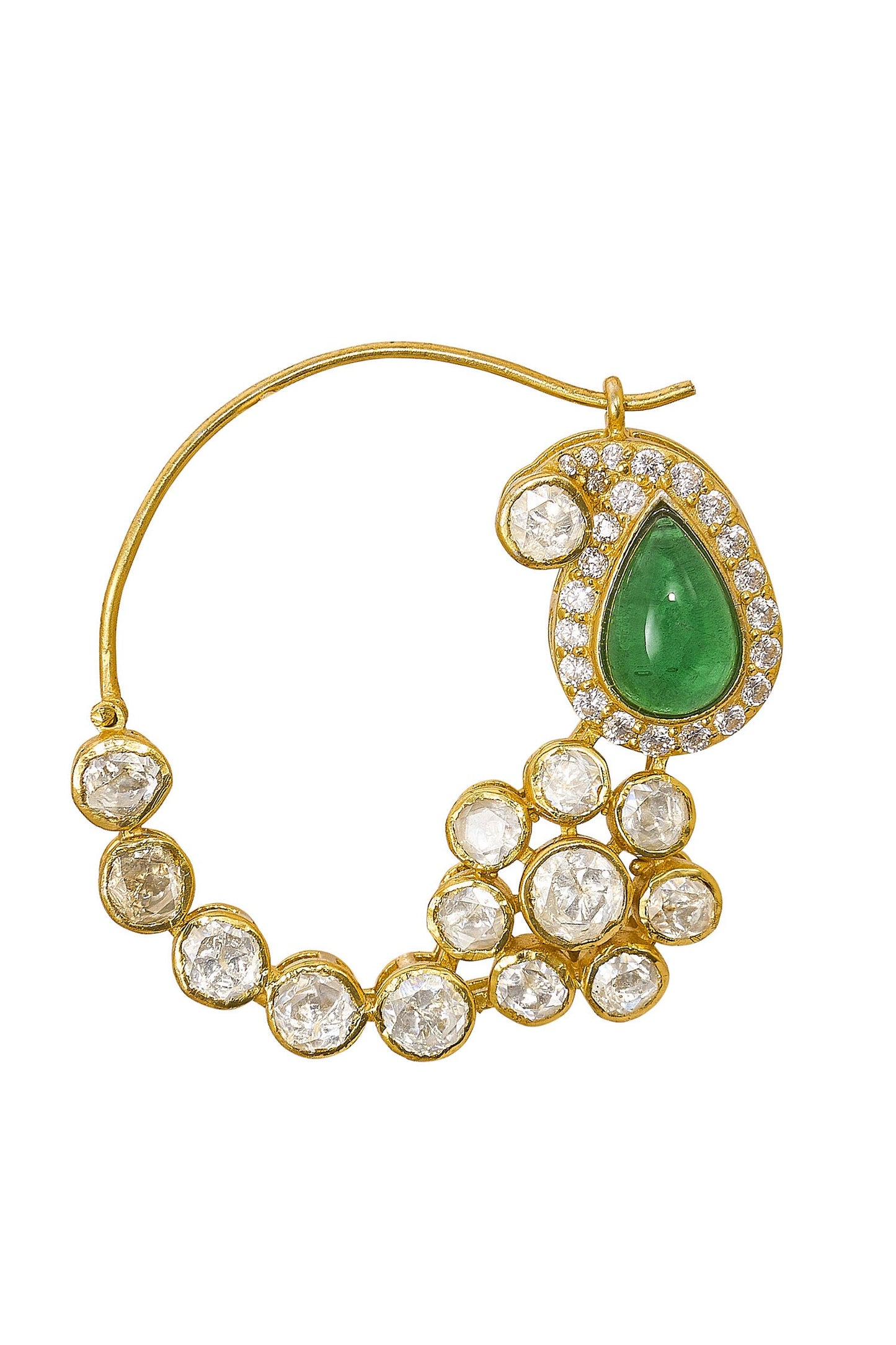 Tarini Gold Plated Emerald & Stone Nose Ring