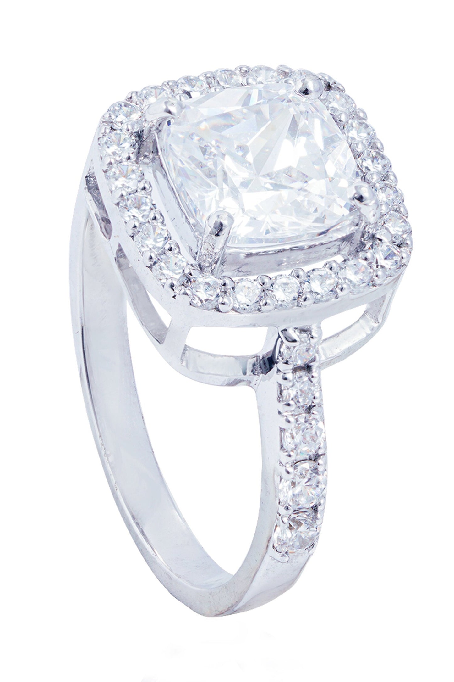 Cushion Halo Solitaire Ring