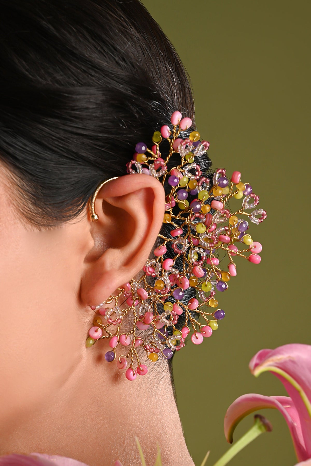 Floralia Beaded Cluster Earcuff