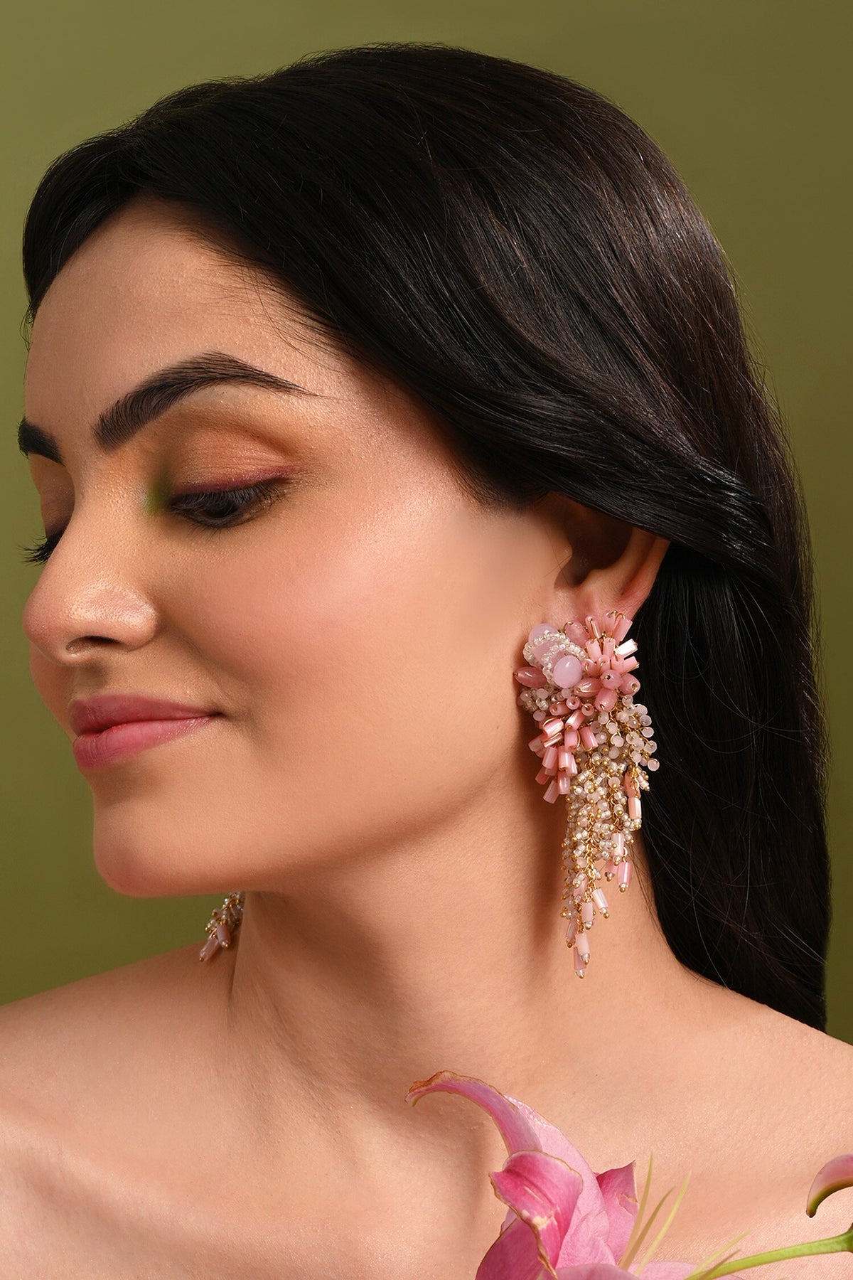 Floree Beaded Cluster Drop Earrings