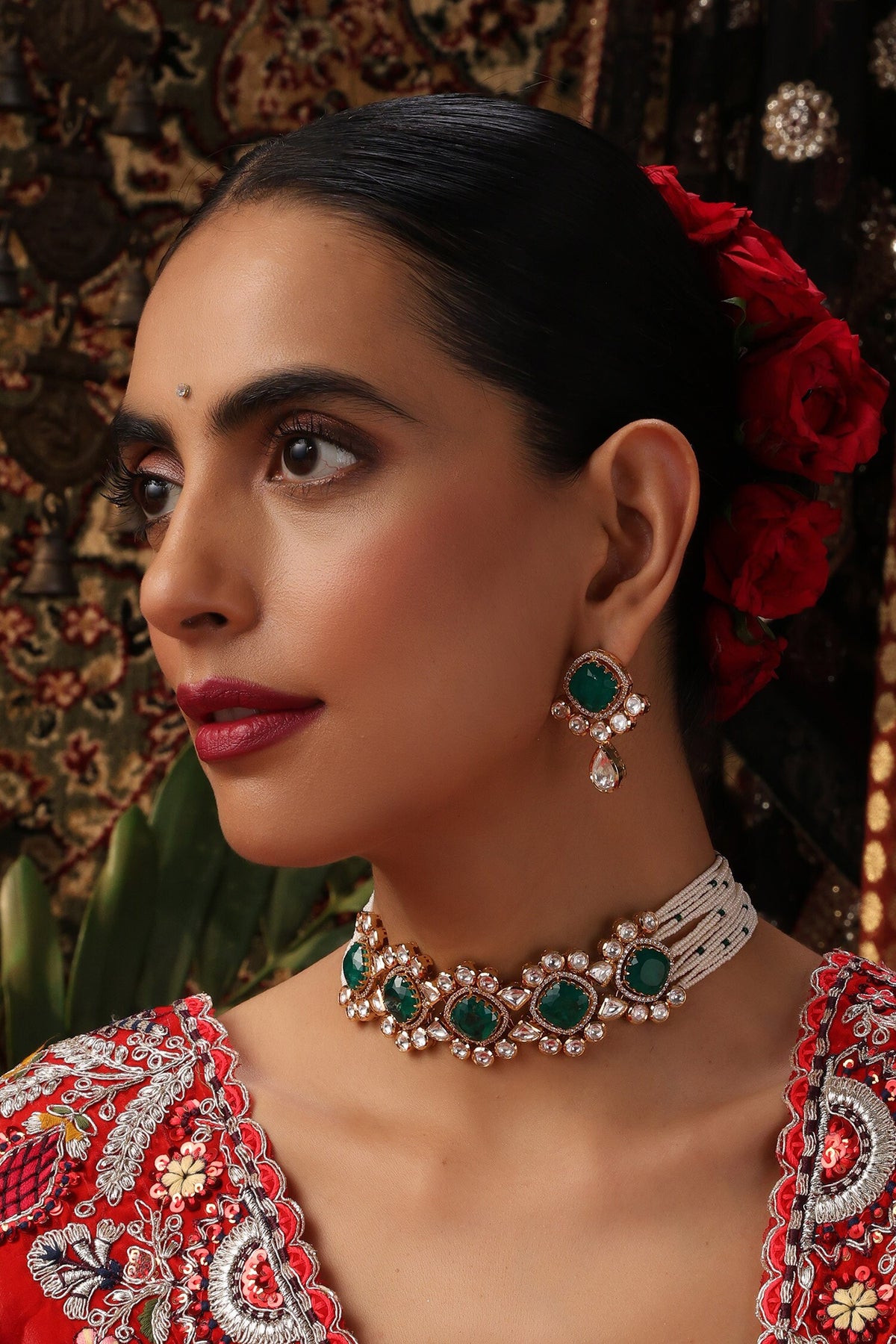Polki Gold Plated Choker Set