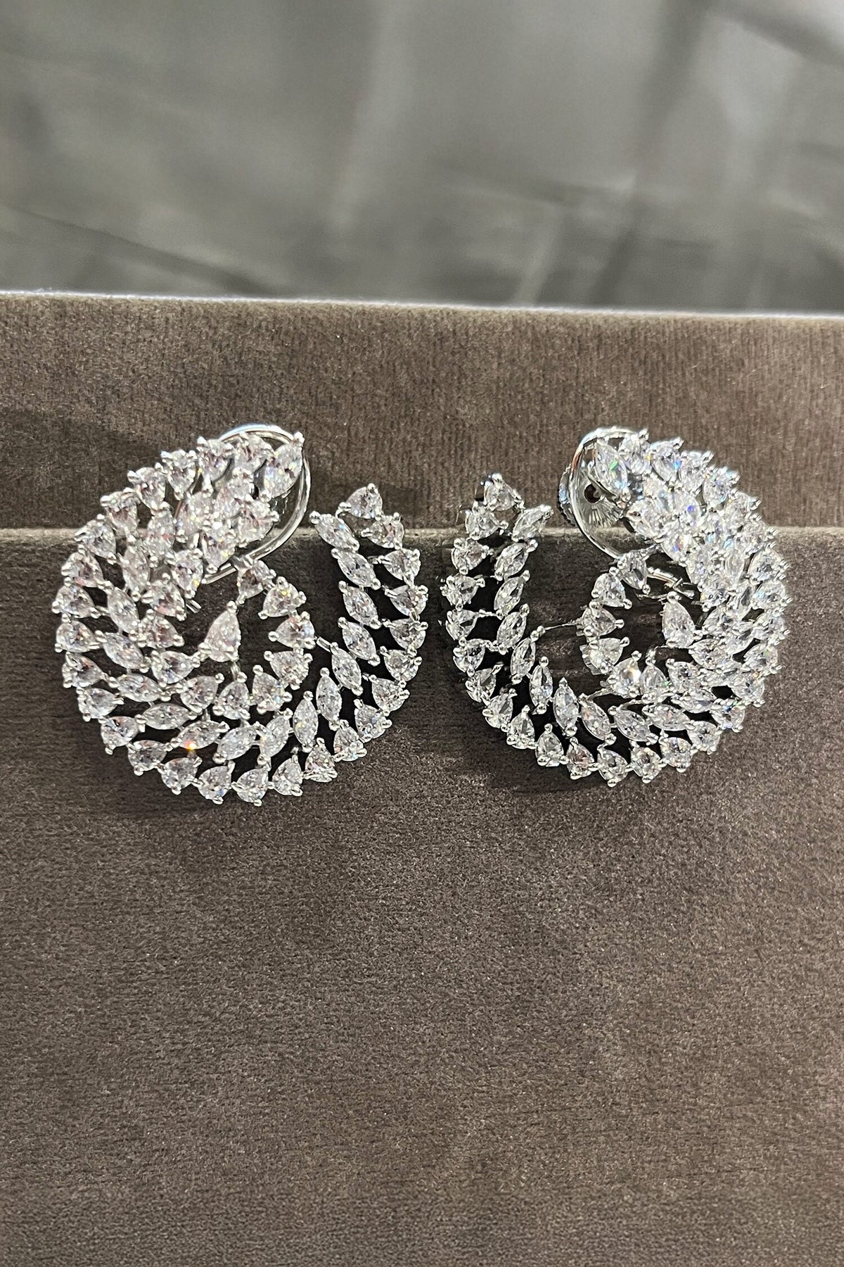 Spiral Bloom White Zirconia Earrings