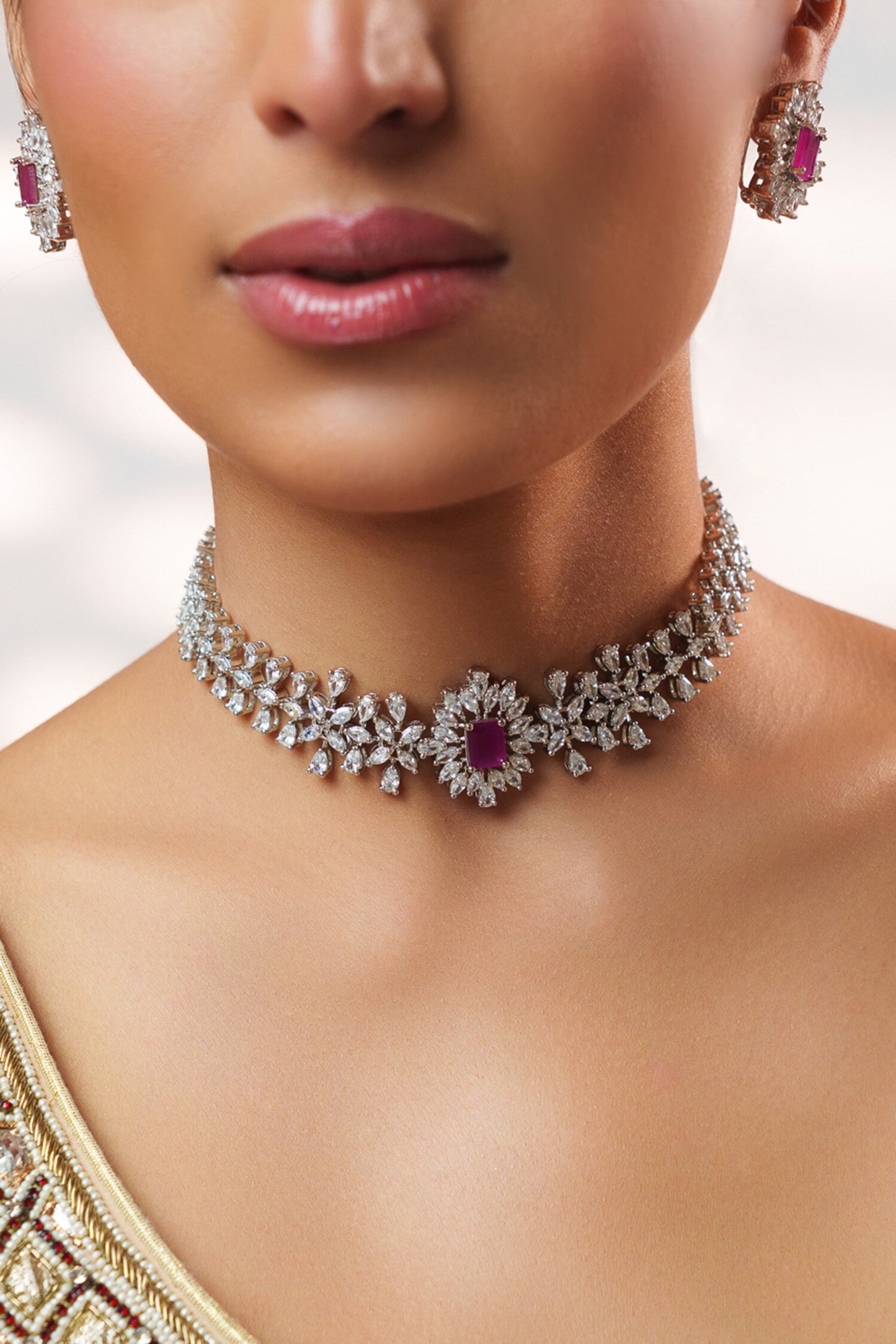 Diamond Embellished Choker Set