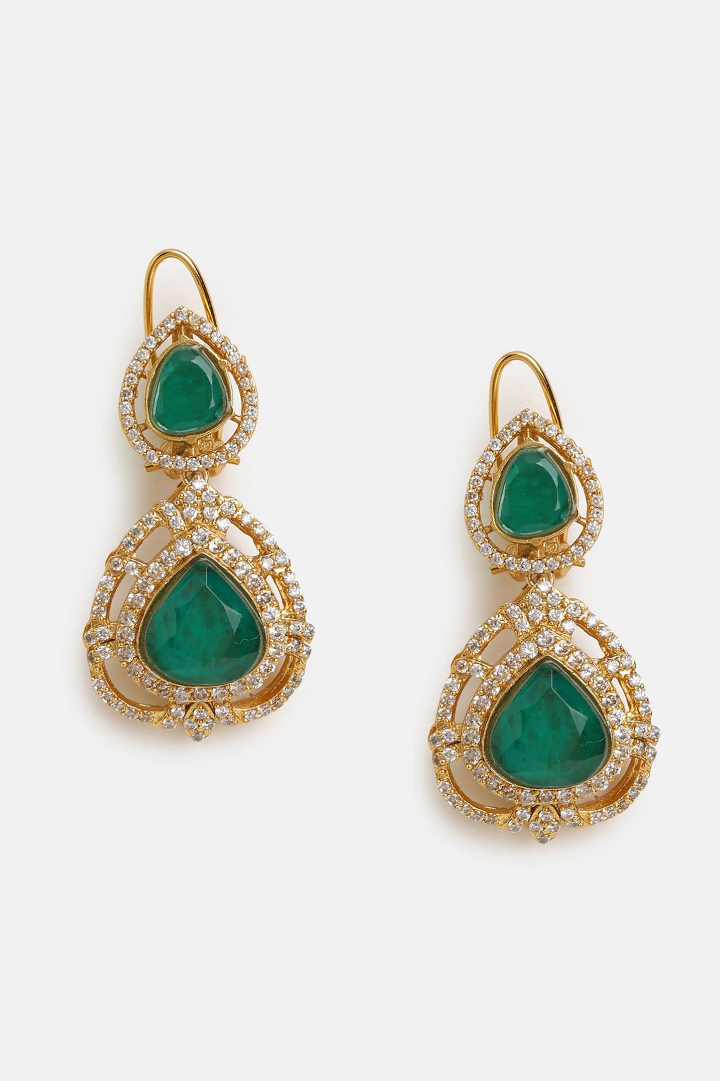 Layered Kundan & Emerald Necklace Set