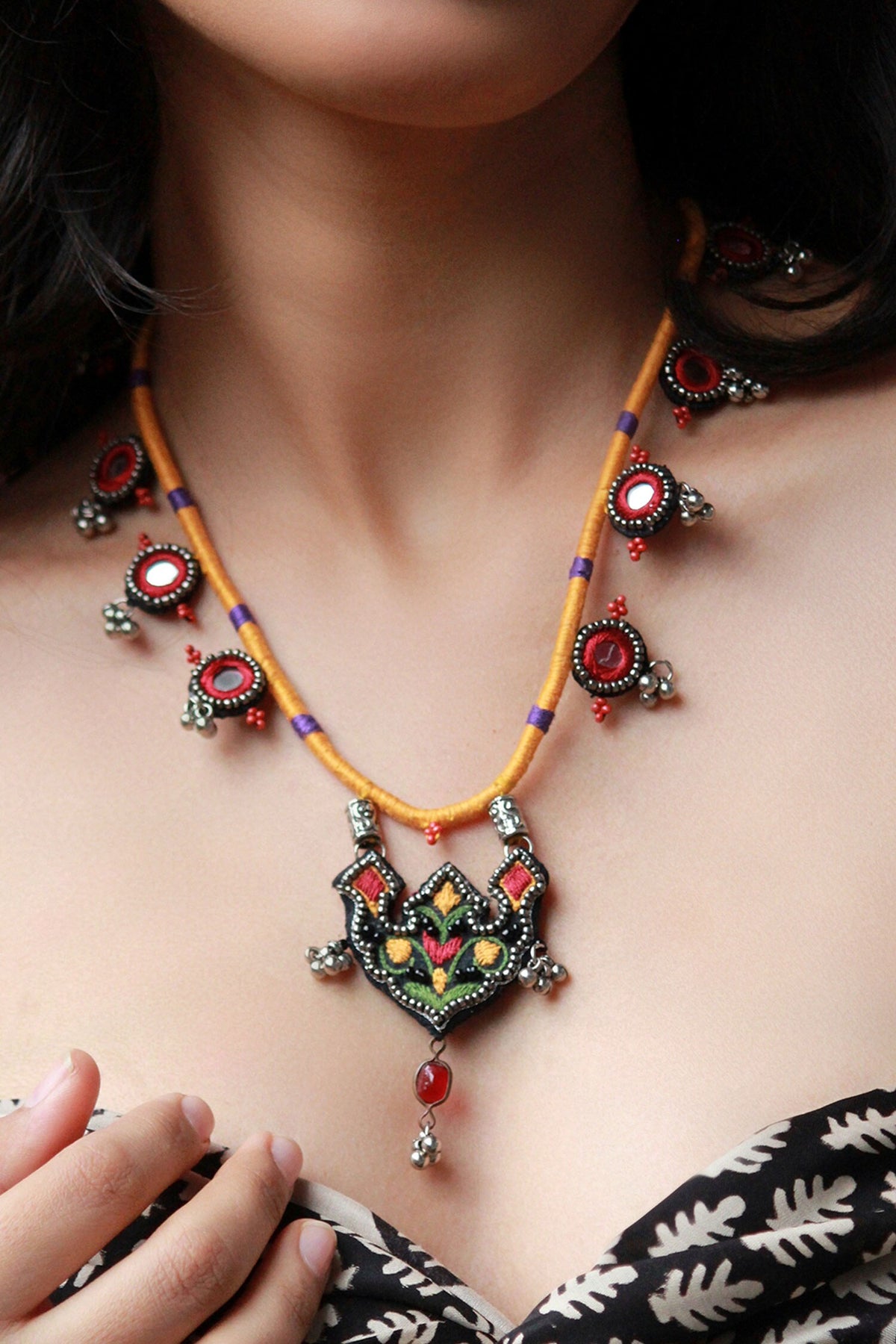 Sahiba Hand Embroidered Pendant Necklace