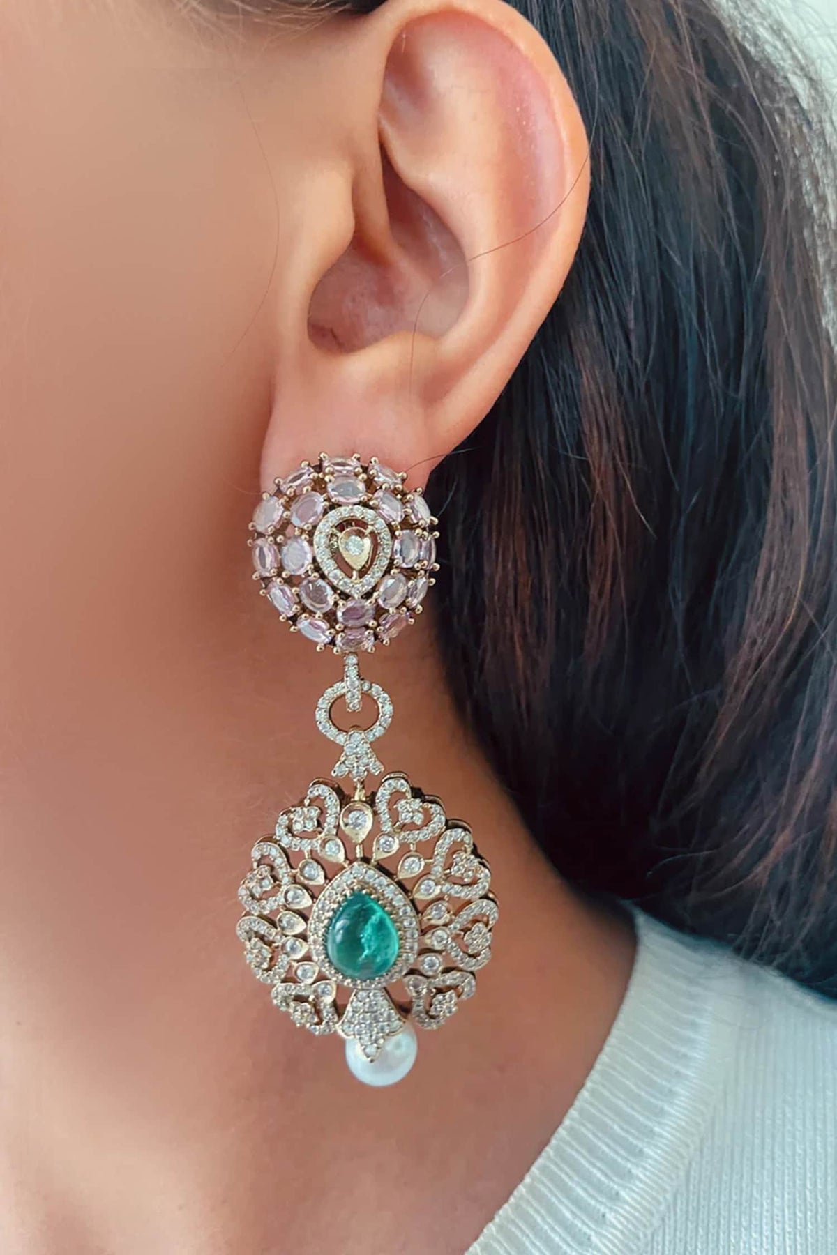 Imitation Diamond Polki Kundan Necklace Set