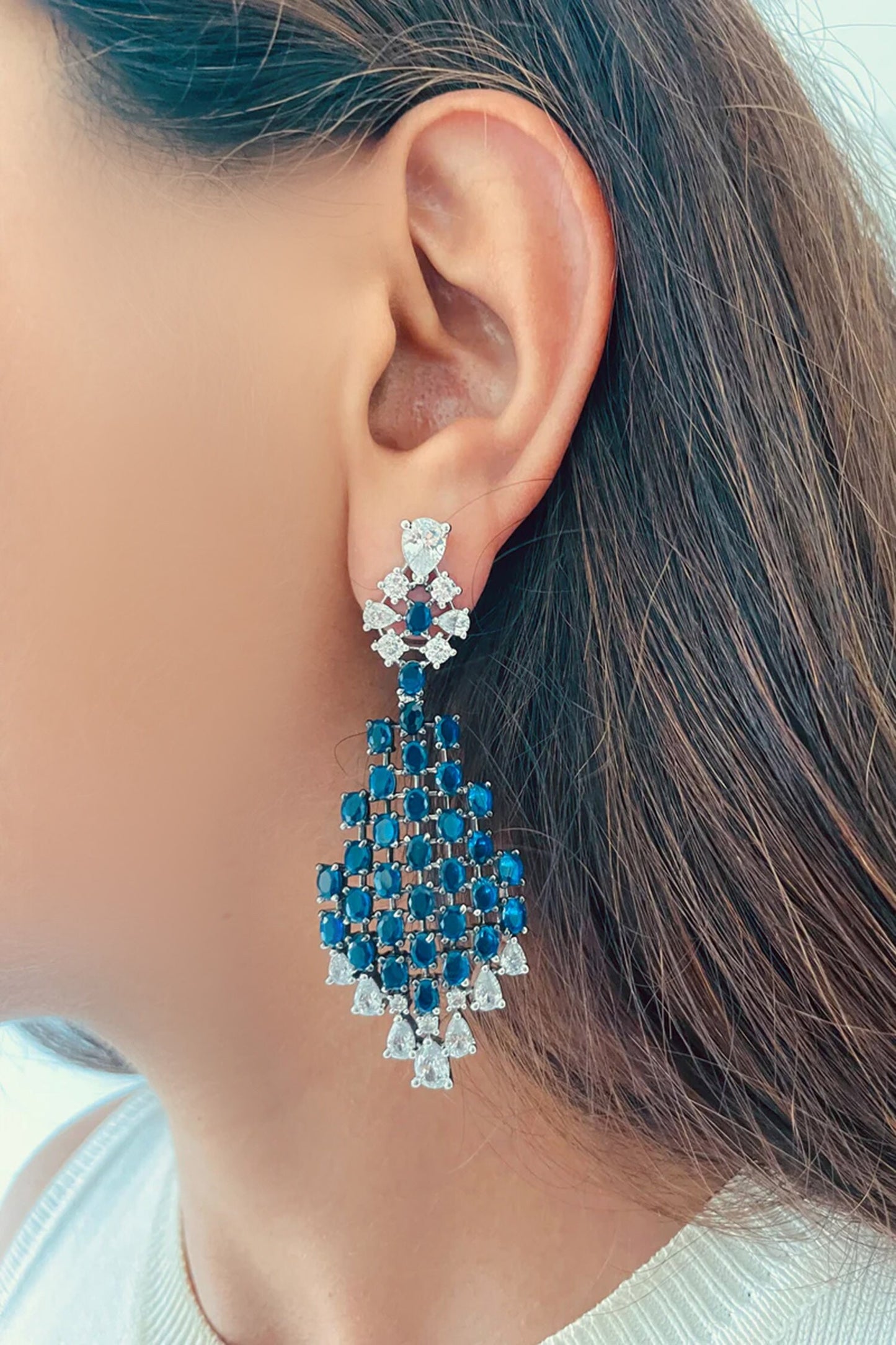 Imitation Diamond Drops Necklace Set