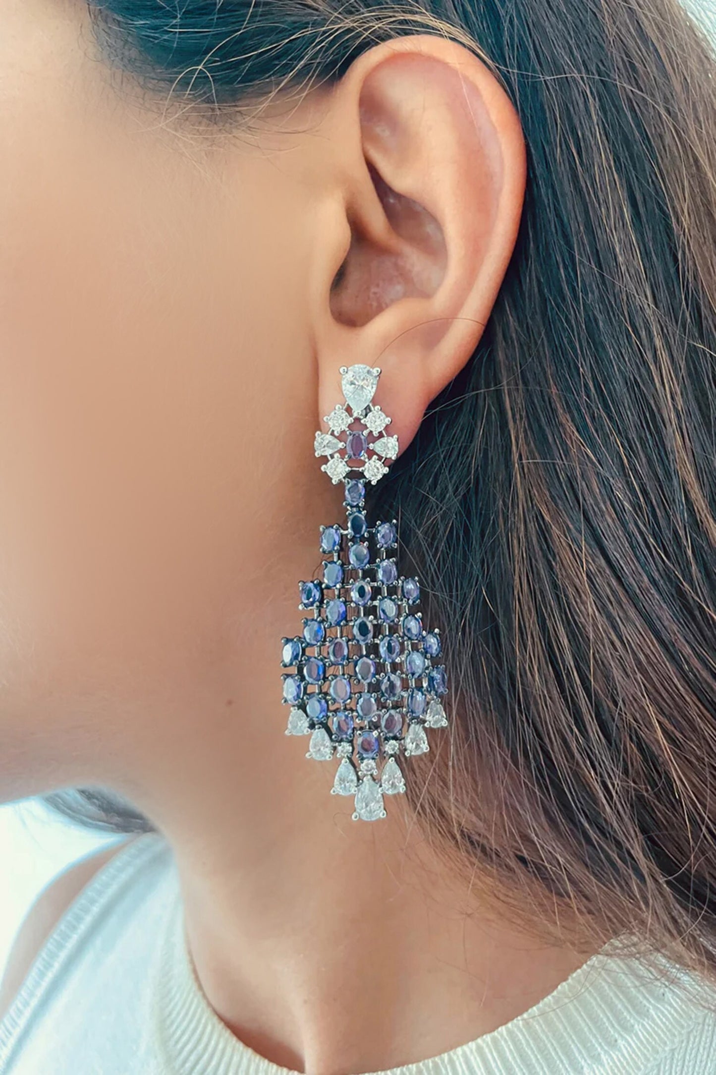 Imitation Diamond Drops Necklace Set